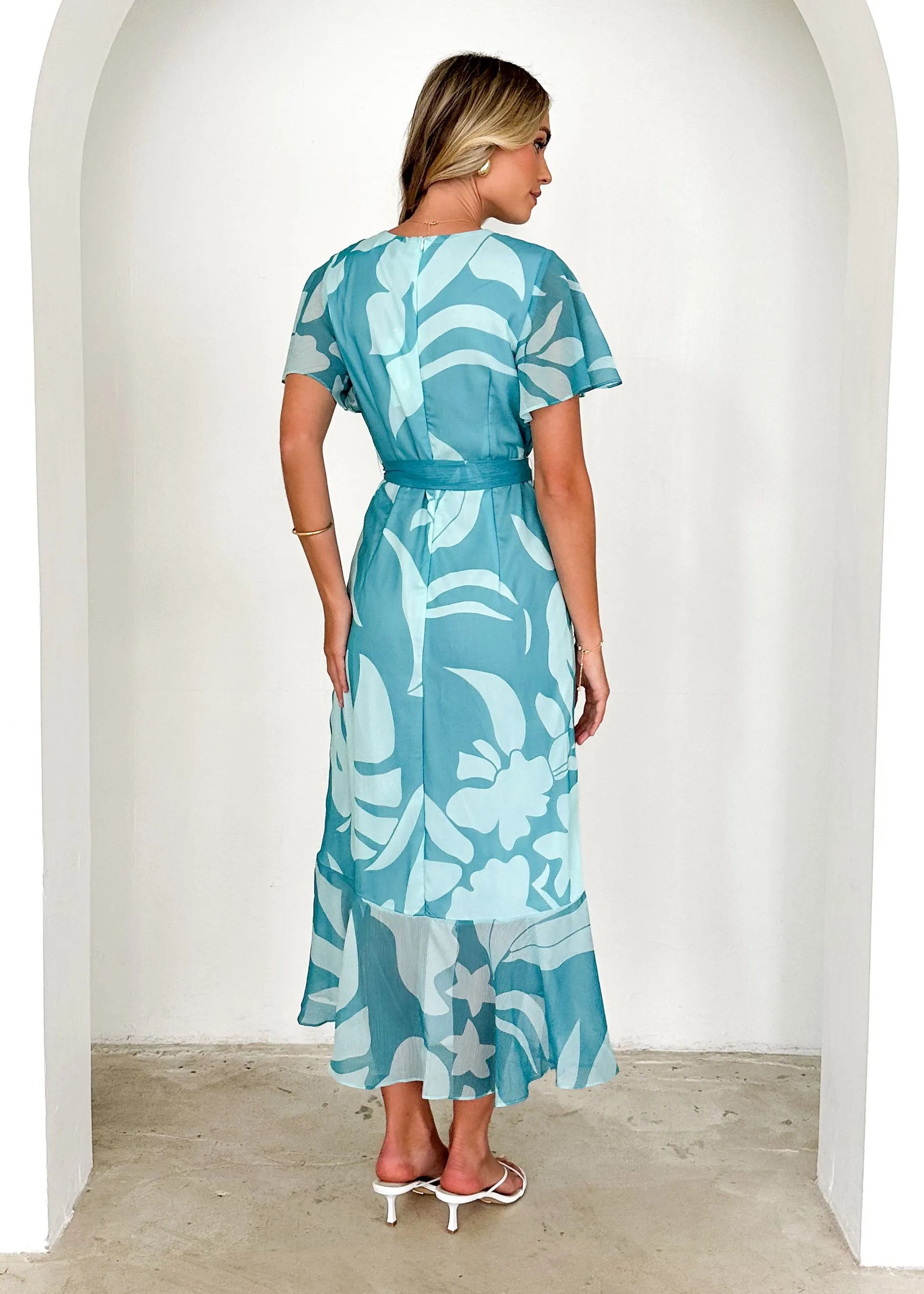 Daisy Midi Dress - Teal Floral sold by Gingham & Heels product image thumbnail 5