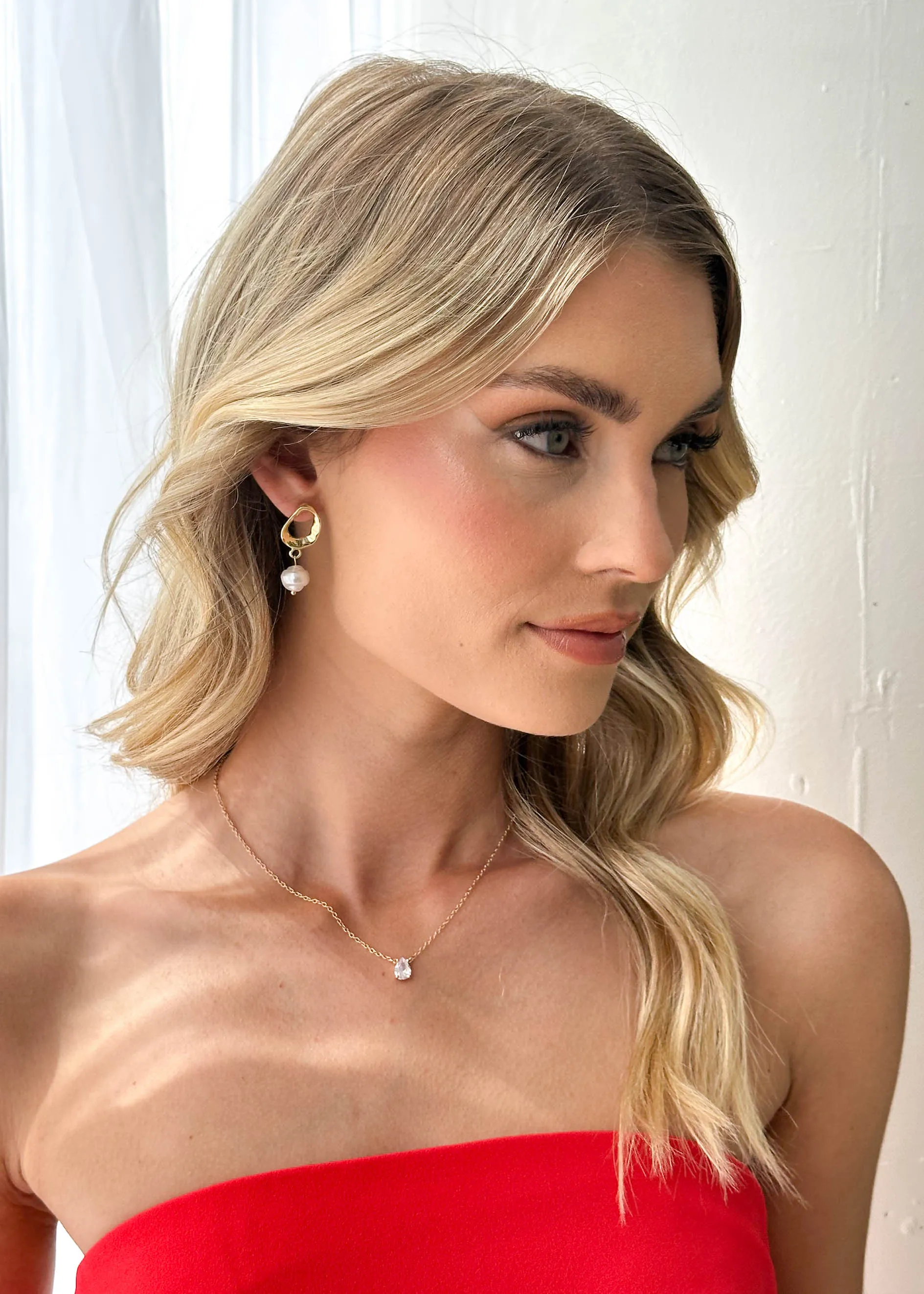 Yelina Pearl Earrings - Gold sold by Gingham & Heels product image thumbnail 5