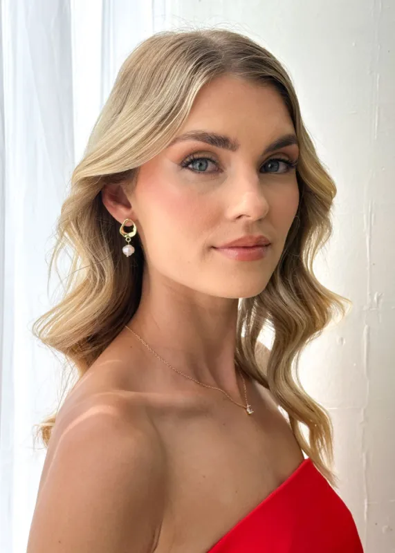 Yelina Pearl Earrings - Gold sold by Gingham & Heels