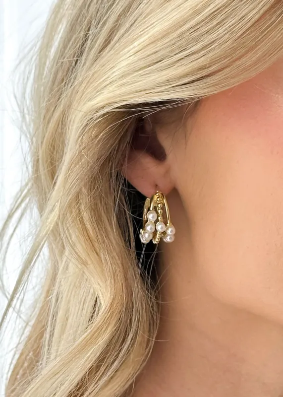 Capri Pearl Earrings - Gold sold by Gingham & Heels