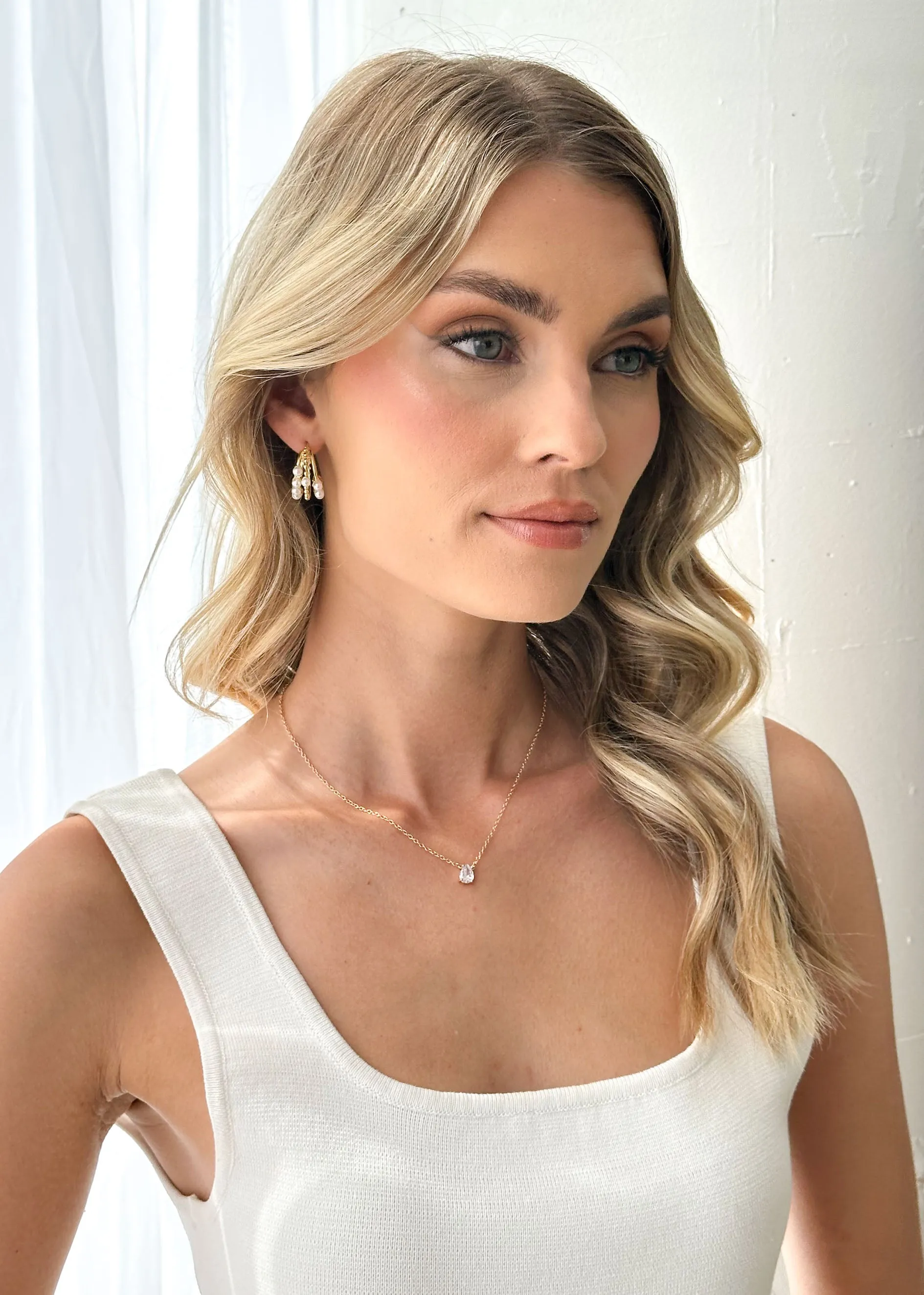 Capri Pearl Earrings - Gold sold by Gingham & Heels product image thumbnail 4