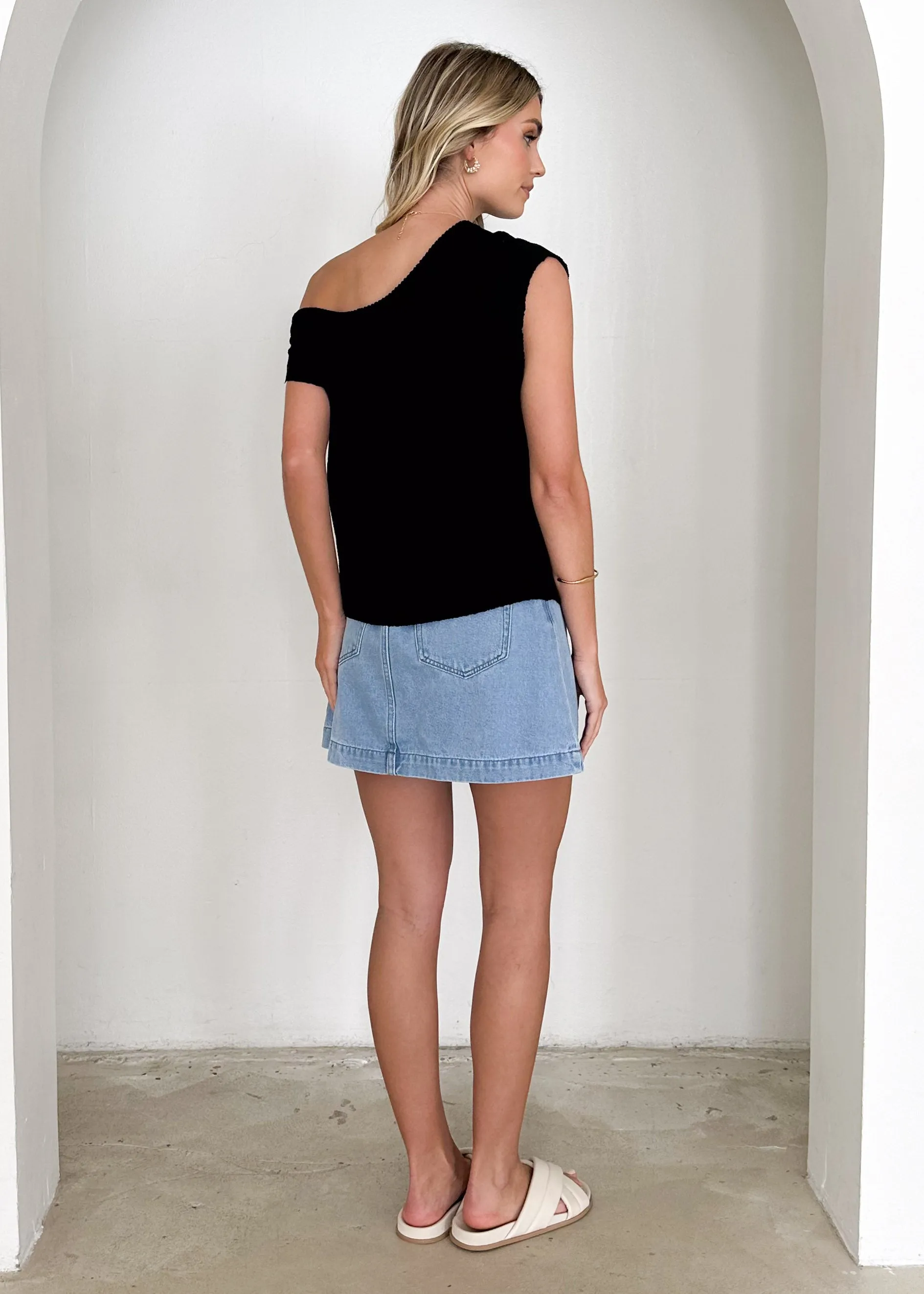 Taissa One Shoulder Knit Top - Black sold by Gingham & Heels product image thumbnail 5