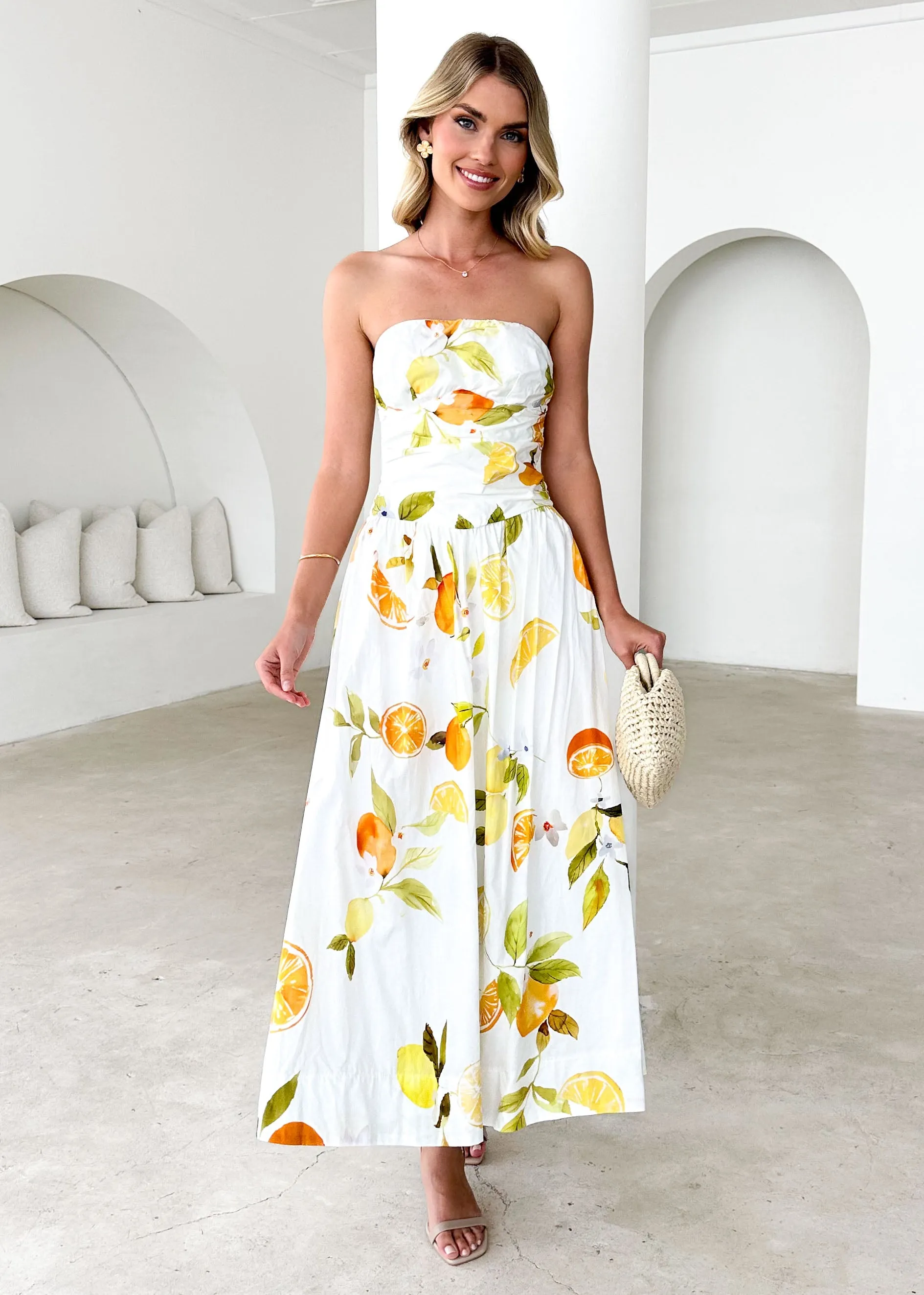 Rena Strapless Maxi Dress - Limoncello sold by Gingham & Heels product image thumbnail 2