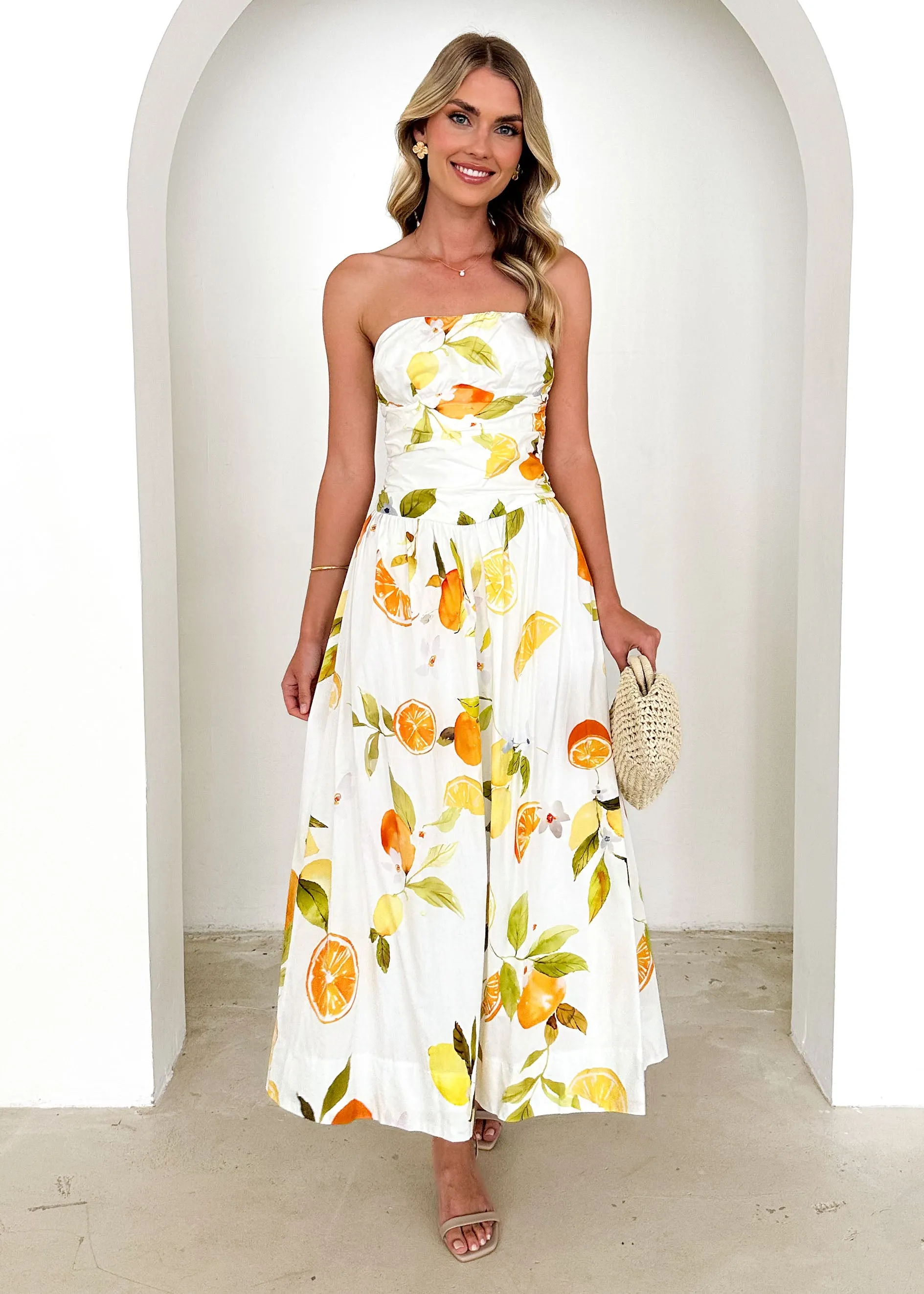 Rena Strapless Maxi Dress - Limoncello sold by Gingham & Heels product image thumbnail 3