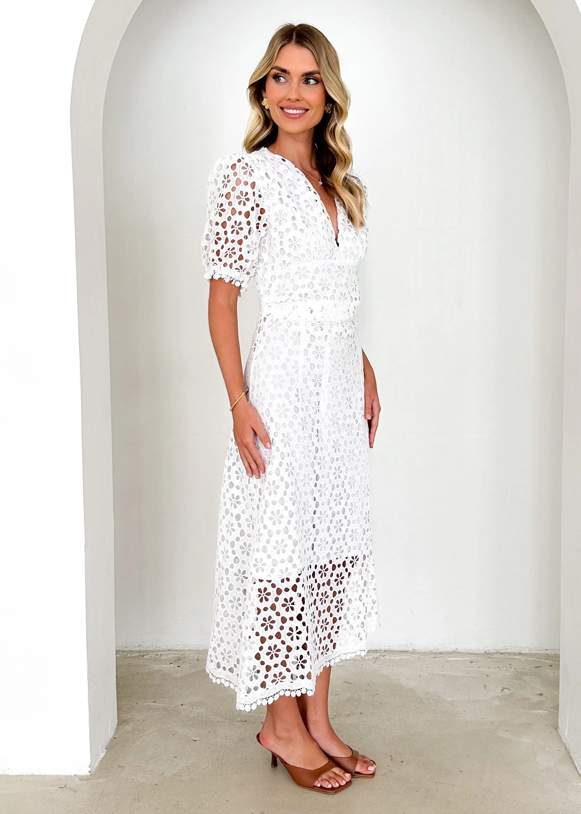 Jahra Lace Midi Dress - Off White sold by Gingham & Heels product image thumbnail 4