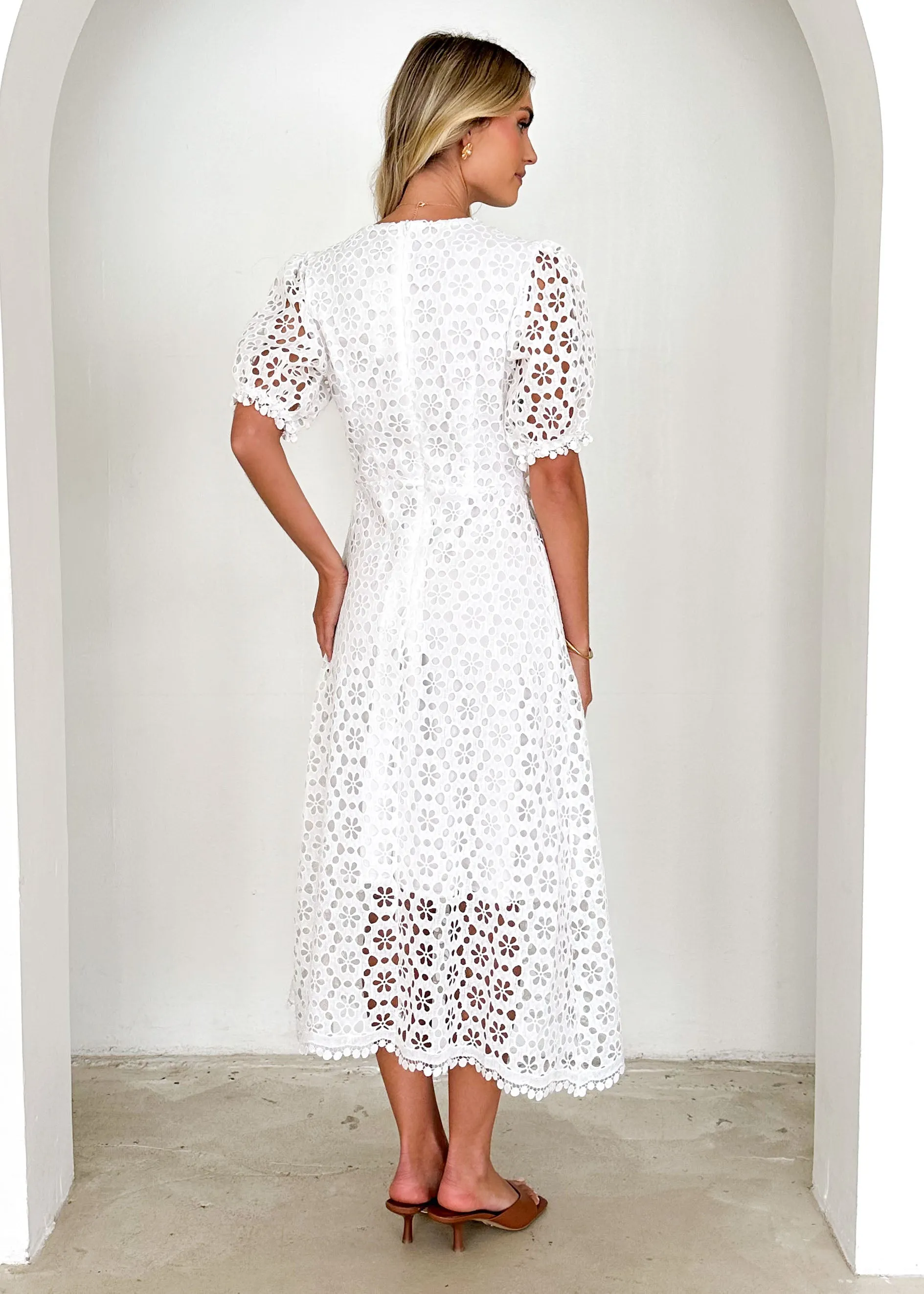 Jahra Lace Midi Dress - Off White sold by Gingham & Heels product image thumbnail 5