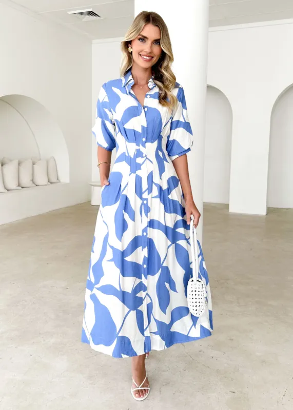 Hampton Midi Dress - Cornflower Blue sold by Gingham & Heels