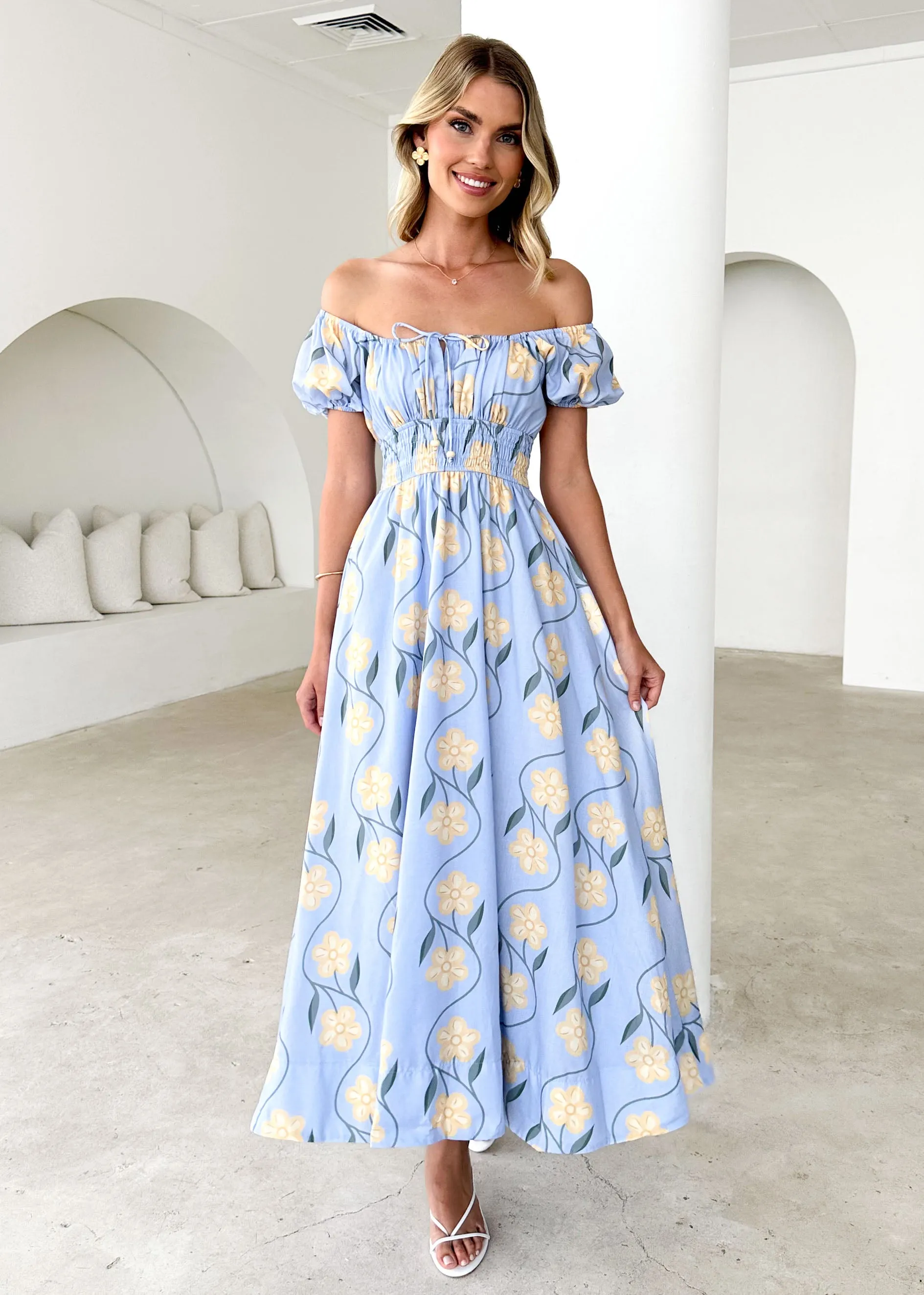 Maisie Maxi Dress - Blue Flowers sold by Gingham & Heels product image thumbnail 2