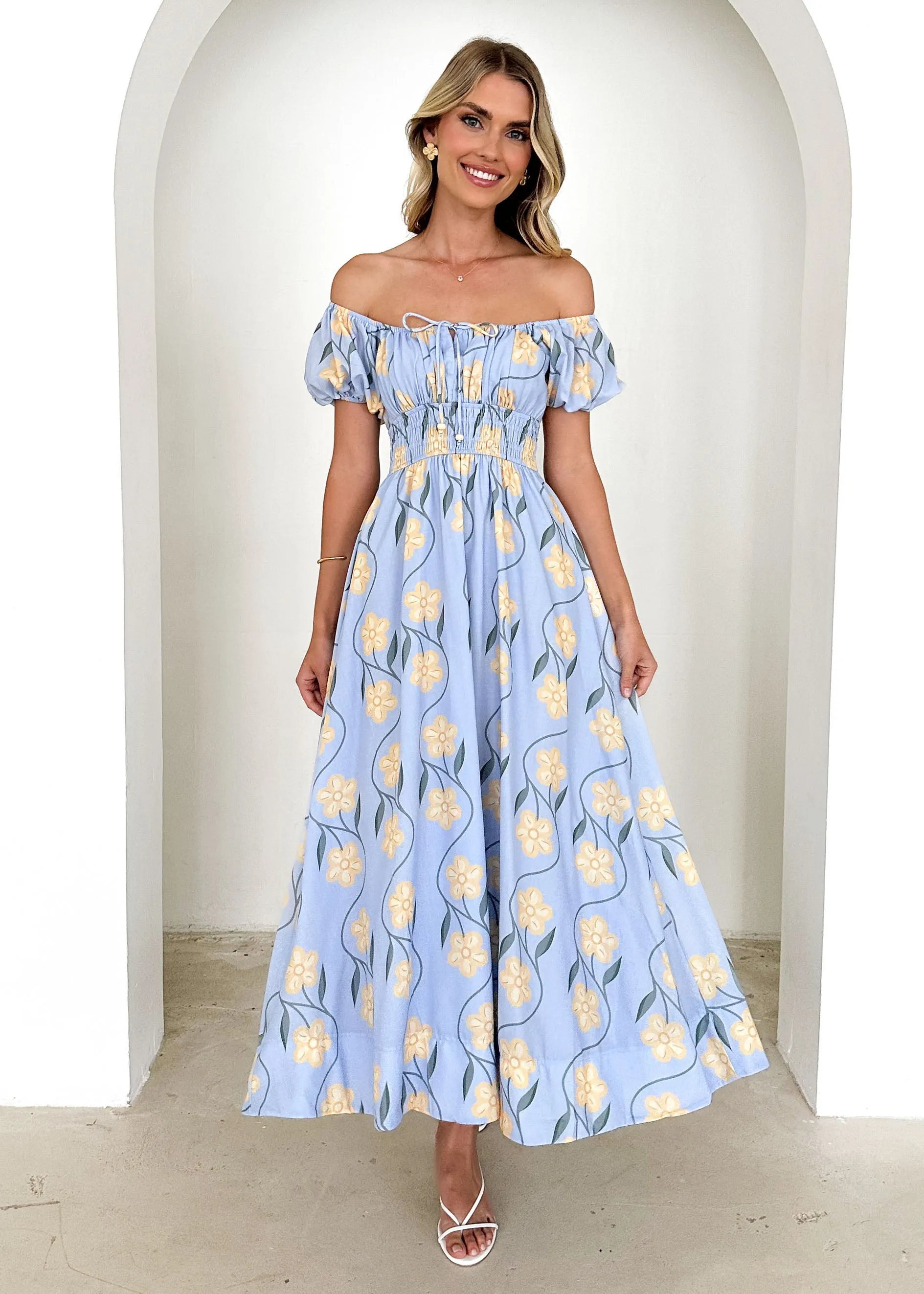 Maisie Maxi Dress - Blue Flowers sold by Gingham & Heels product image thumbnail 3