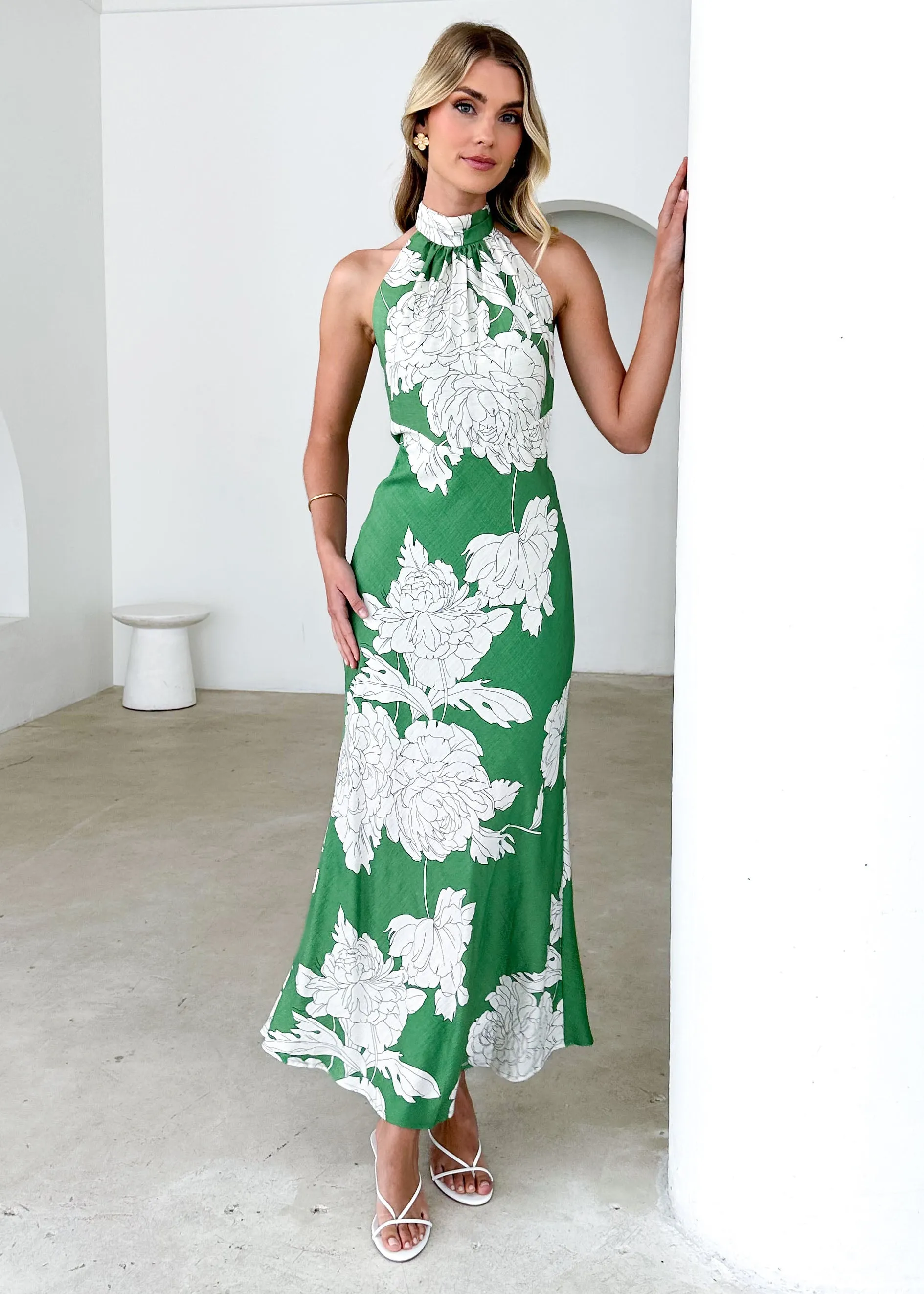 Anya Halter Maxi Dress - Green Floral sold by Gingham & Heels product image thumbnail 3