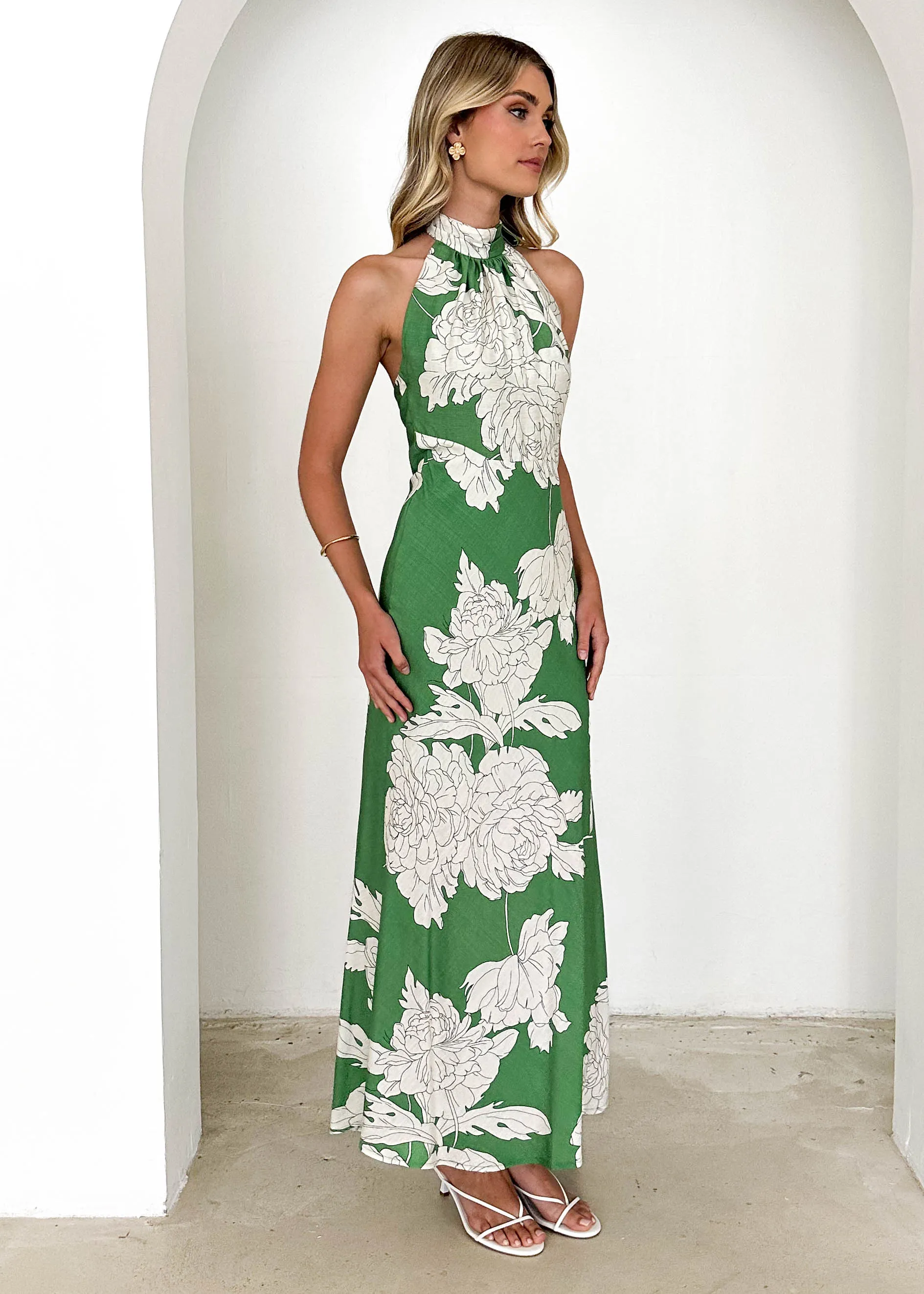 Anya Halter Maxi Dress - Green Floral sold by Gingham & Heels product image thumbnail 4