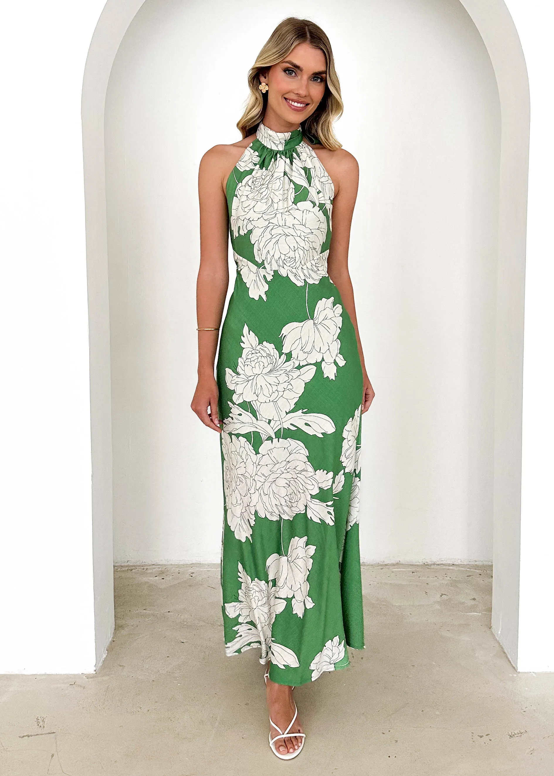 Anya Halter Maxi Dress - Green Floral sold by Gingham & Heels product image thumbnail 2