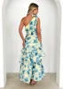 Anrielle One Shoulder Maxi Dress - Lemon Flowers sold by Gingham & Heels