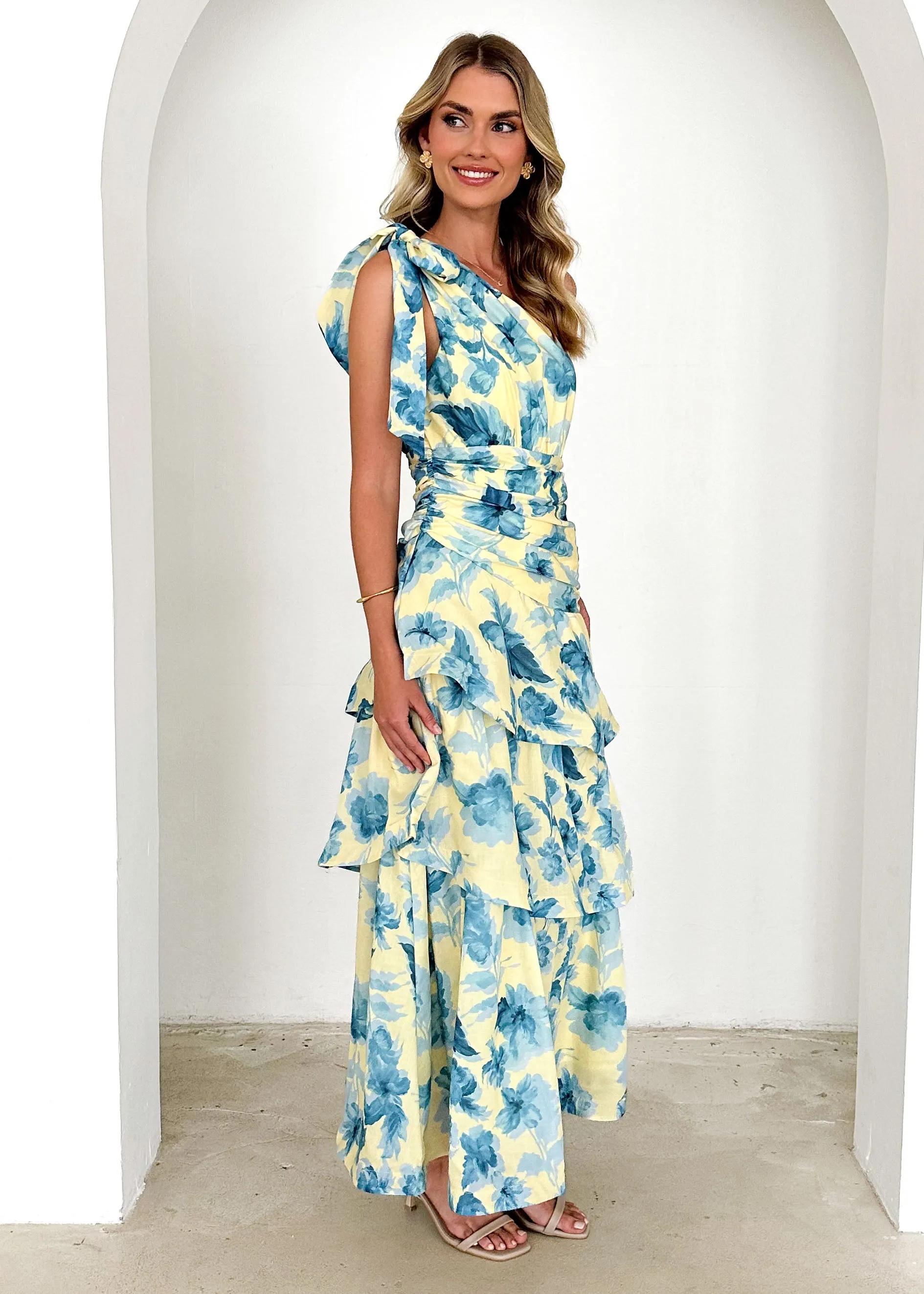 Anrielle One Shoulder Maxi Dress - Lemon Flowers sold by Gingham & Heels product image thumbnail 4