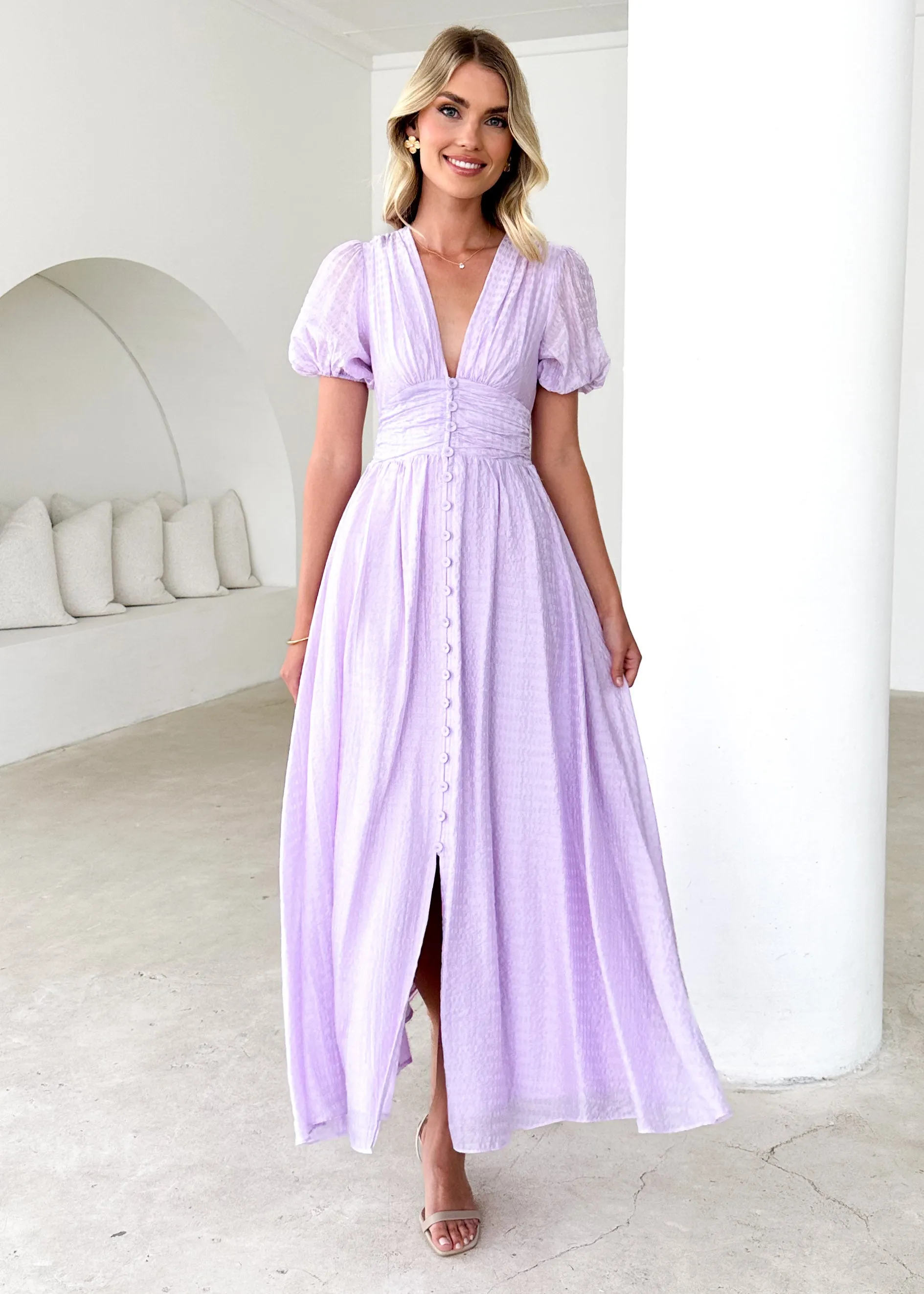 Dunning Midi Dress - Lilac sold by Gingham & Heels