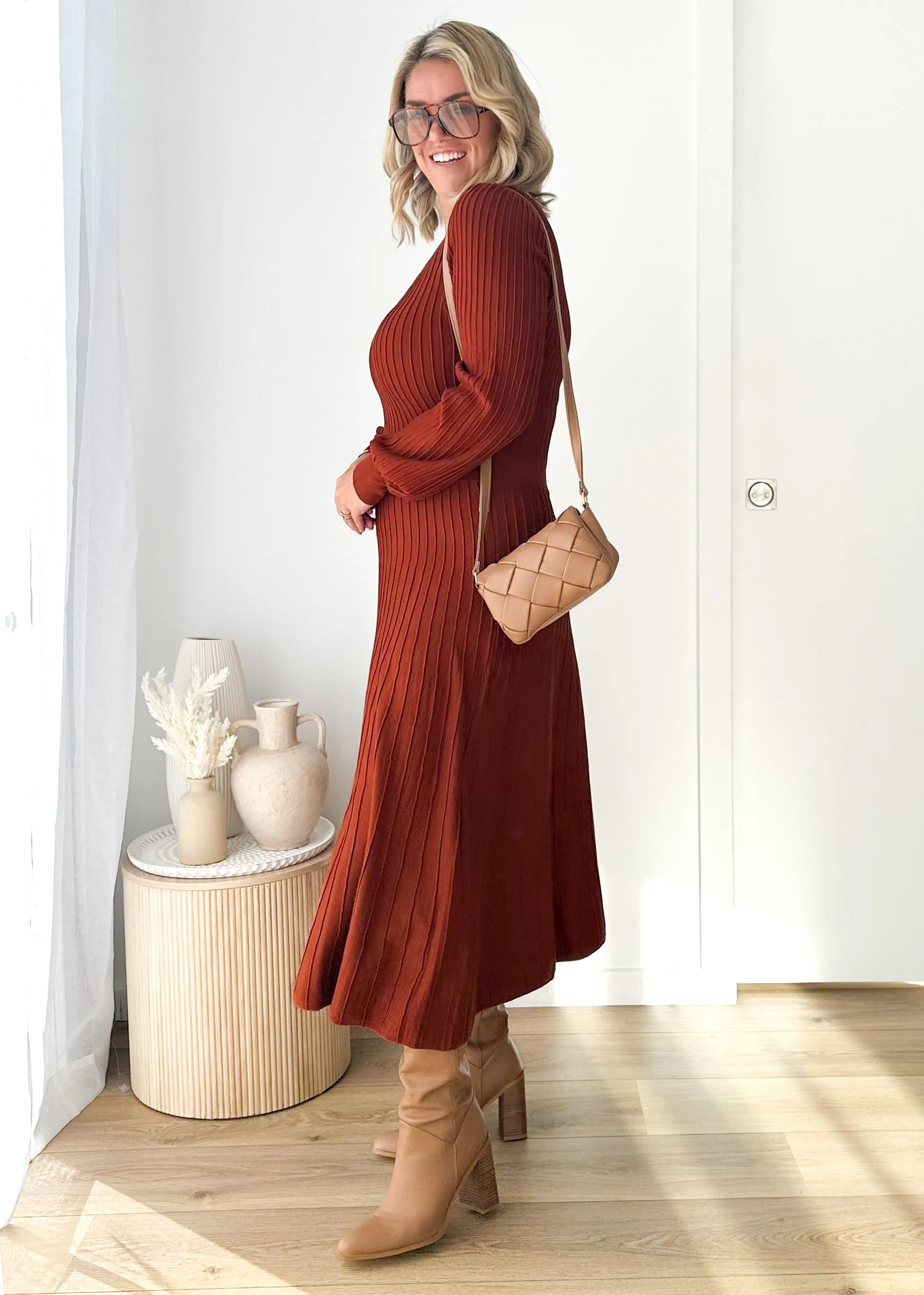 Orlah Knit Midi Dress - Mulberry sold by Gingham & Heels product image thumbnail 4