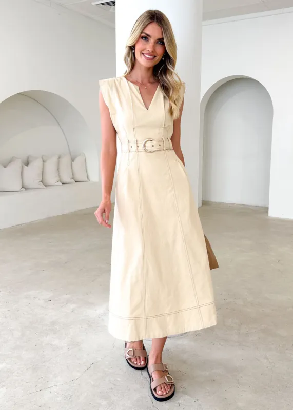 Tahnee Midi Dress - Beige sold by Gingham & Heels