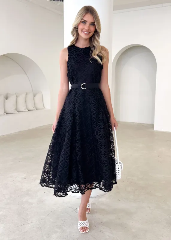 Eclipse Lace Midi Dress - Black sold by Gingham & Heels