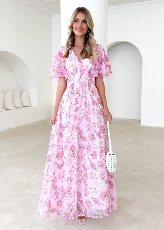 Delilah Maxi Dress - Pink Carnation sold by Gingham & Heels