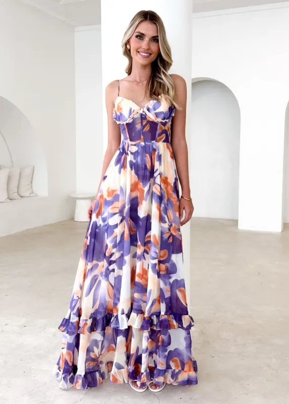 Iver Maxi Dress - Purple Swirl sold by Gingham & Heels
