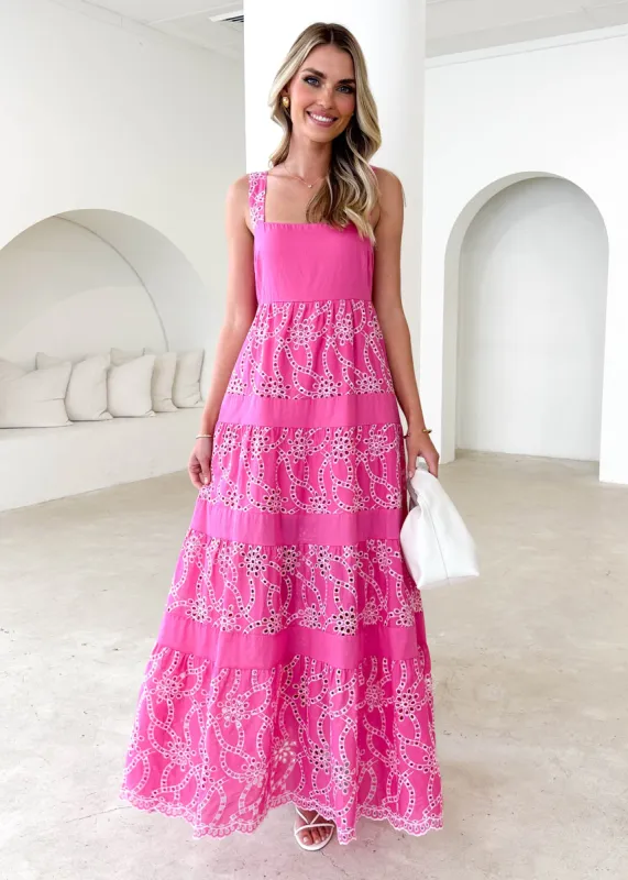 Fiori Maxi Dress - Pink Anglaise sold by Gingham & Heels