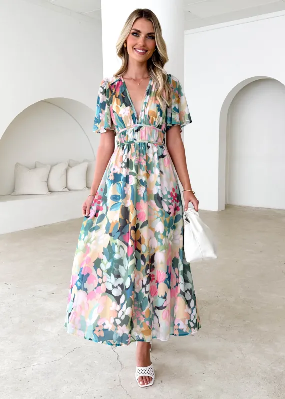 Innika Maxi Dress - Teal Floral sold by Gingham & Heels