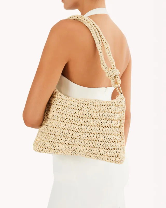 Aquila Shoulder Bag - Natural Raffia sold by Gingham & Heels