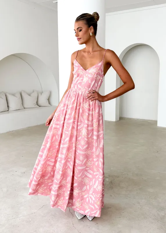 Madrid Maxi Dress - Blush Abstract sold by Gingham & Heels