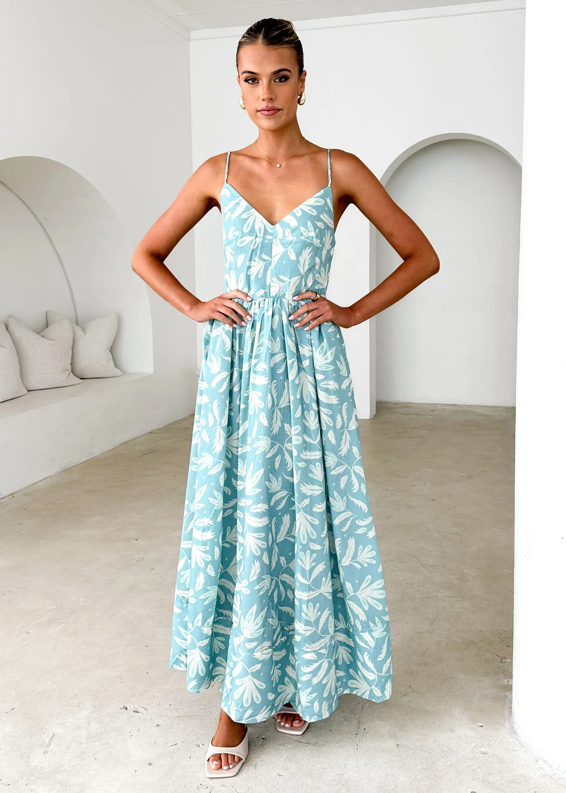 Madrid Maxi Dress - Blue Abstract sold by Gingham & Heels product image thumbnail 2