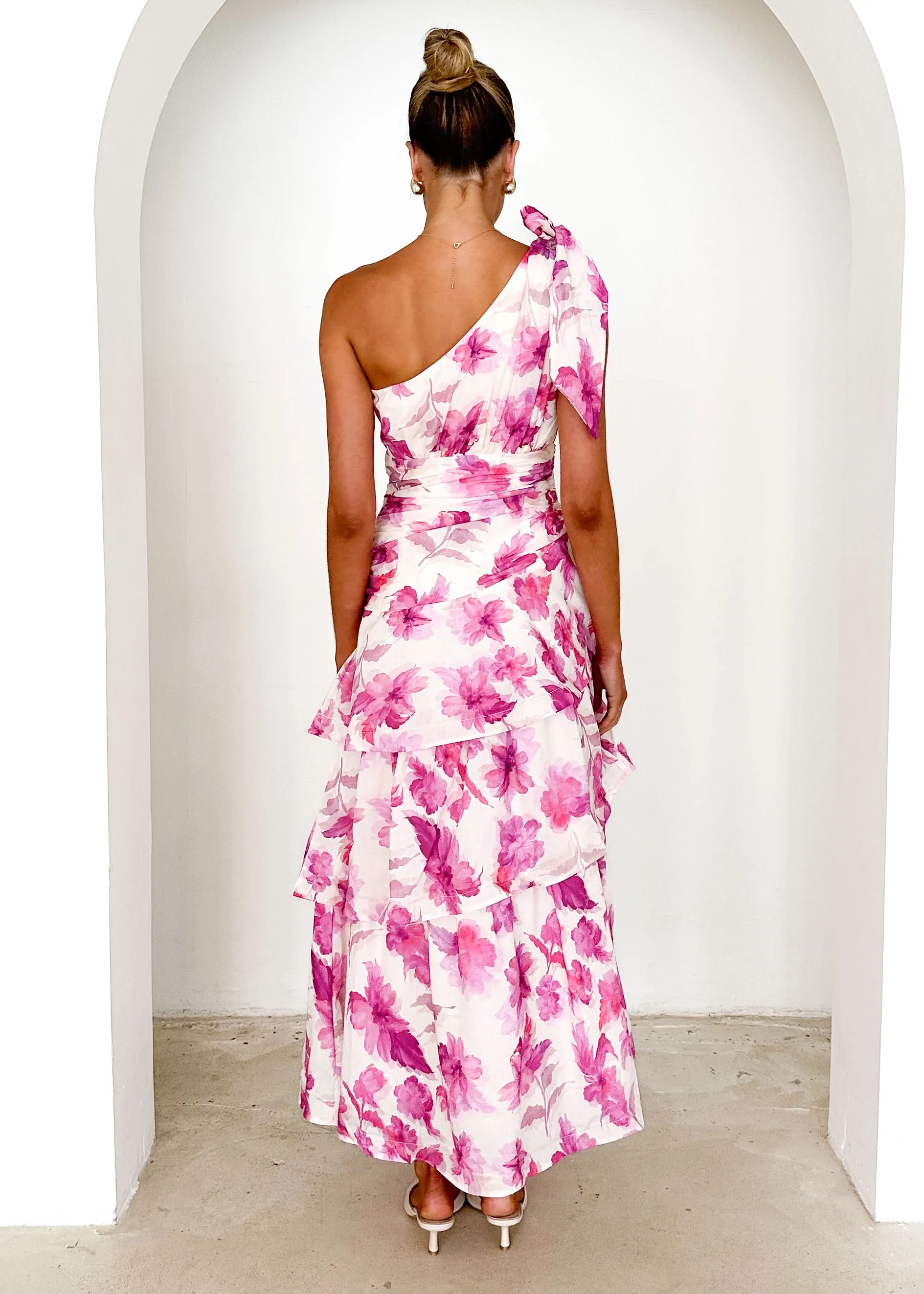 Anrielle One Shoulder Maxi Dress - Pink Flowers sold by Gingham & Heels product image thumbnail 5