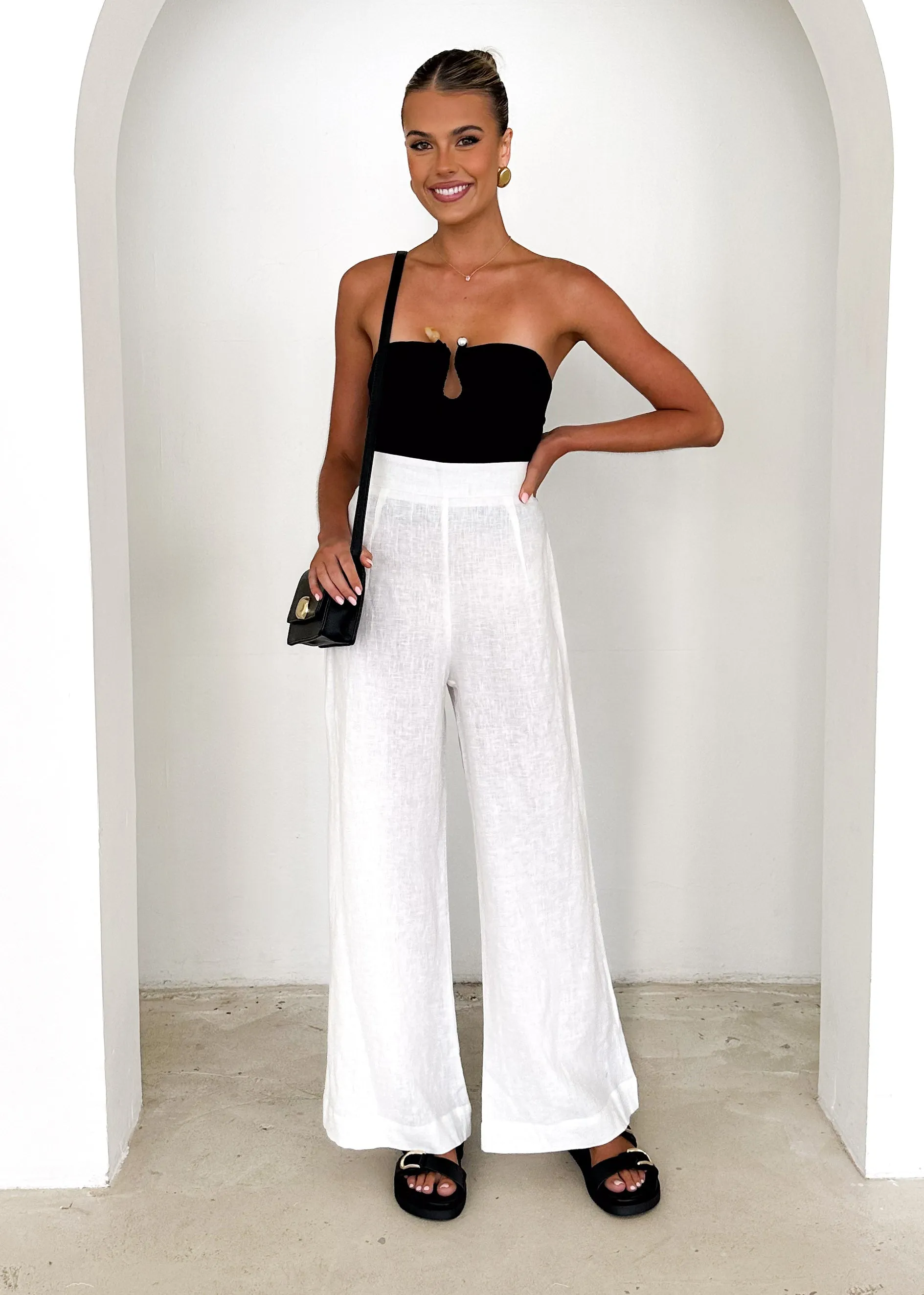 Lilah Linen Pants - Off White sold by Gingham & Heels product image thumbnail 3