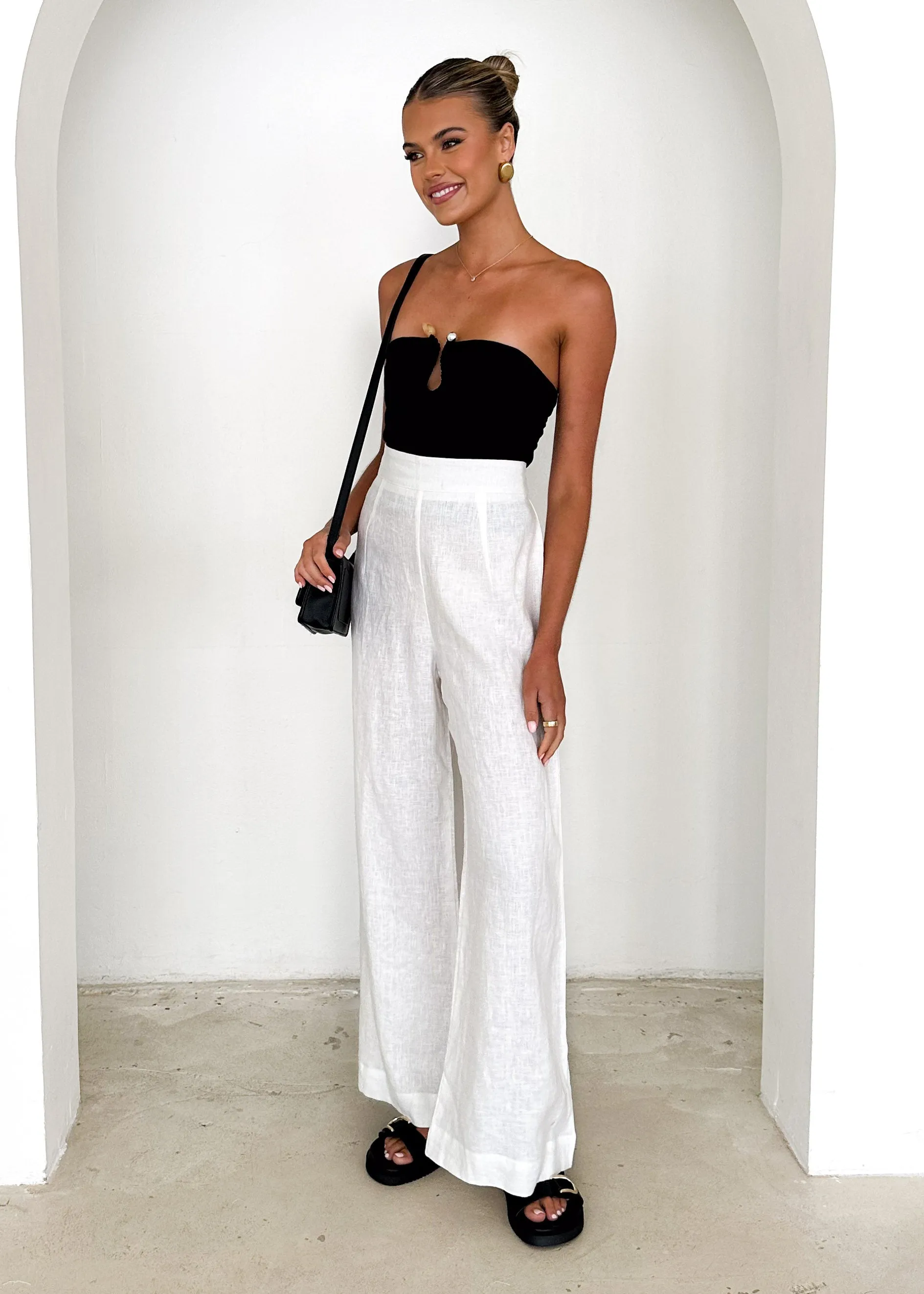 Lilah Linen Pants - Off White sold by Gingham & Heels product image thumbnail 4