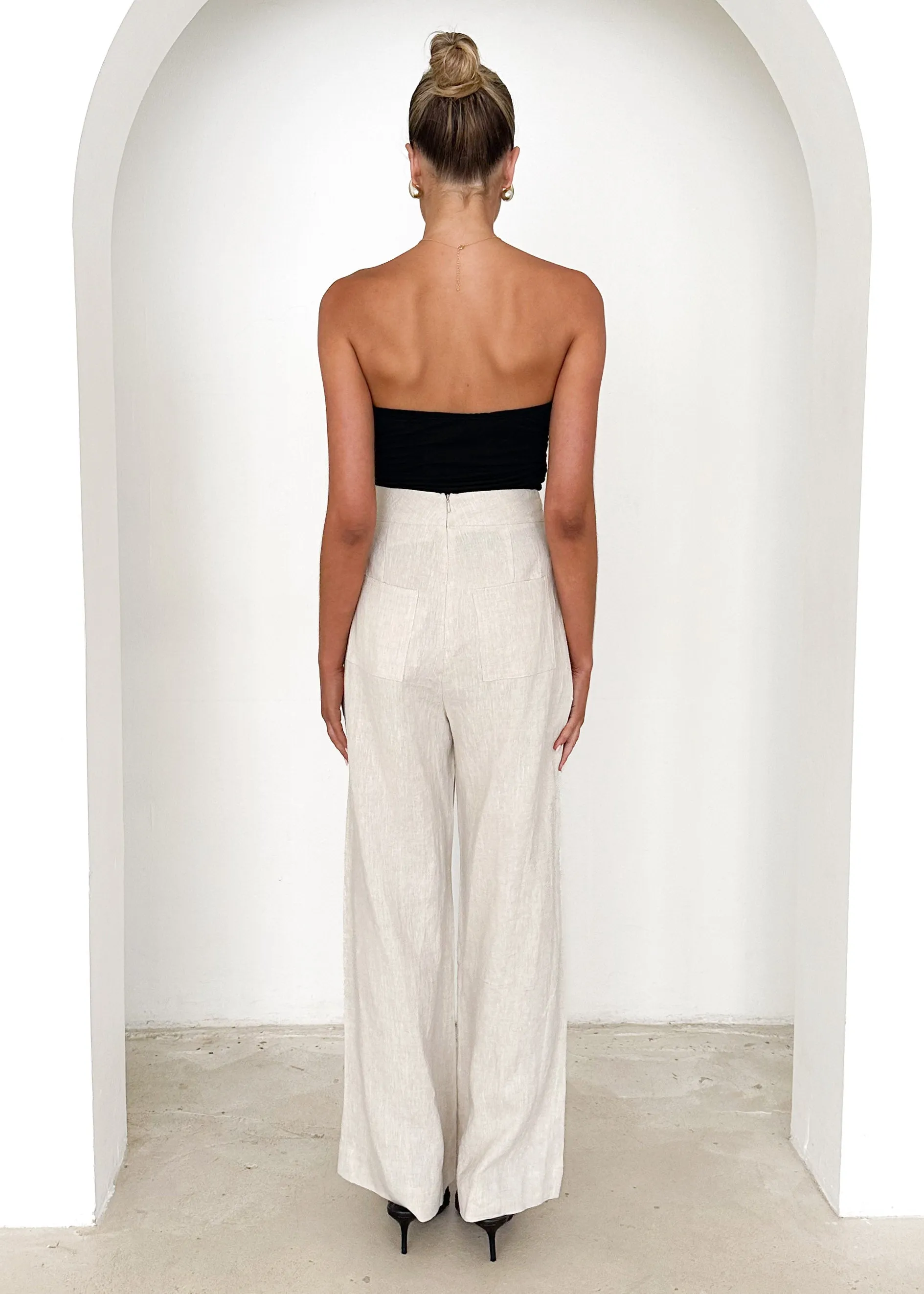 Lilah Linen Pants - Oatmeal sold by Gingham & Heels product image thumbnail 5