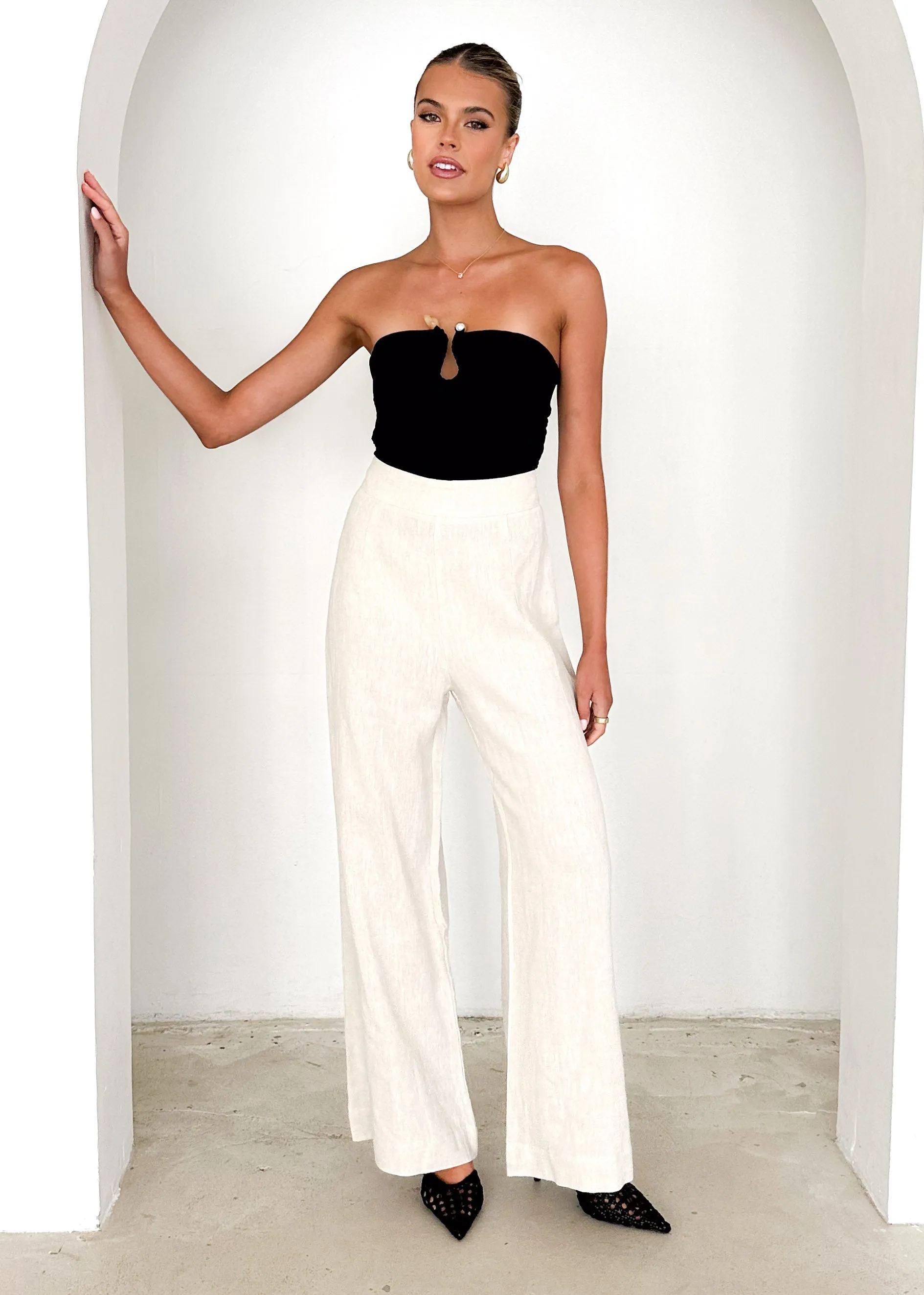 Lilah Linen Pants - Oatmeal sold by Gingham & Heels product image thumbnail 3