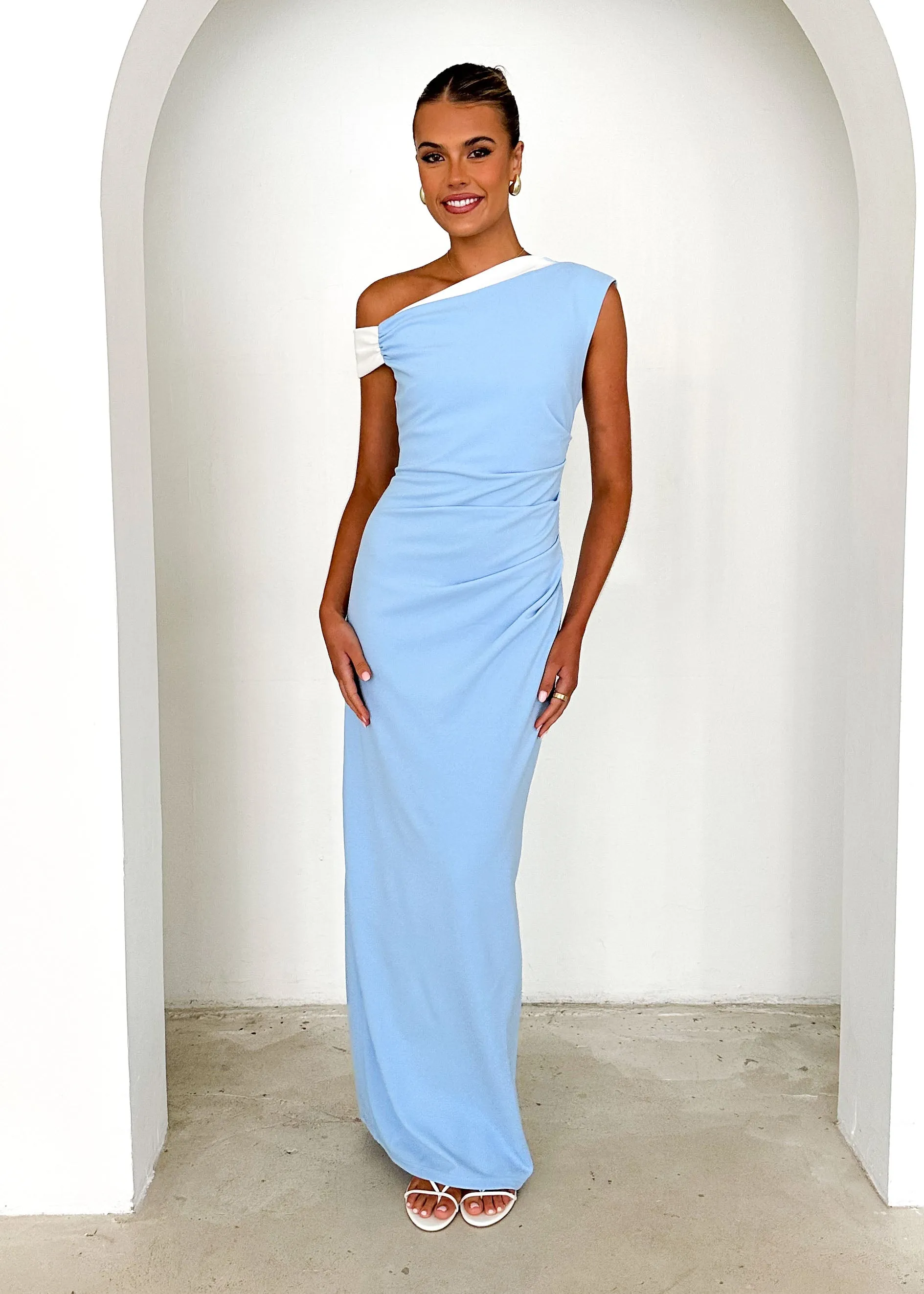 Naida One Shoulder Maxi Dress - Sky Blue sold by Gingham & Heels product image thumbnail 3