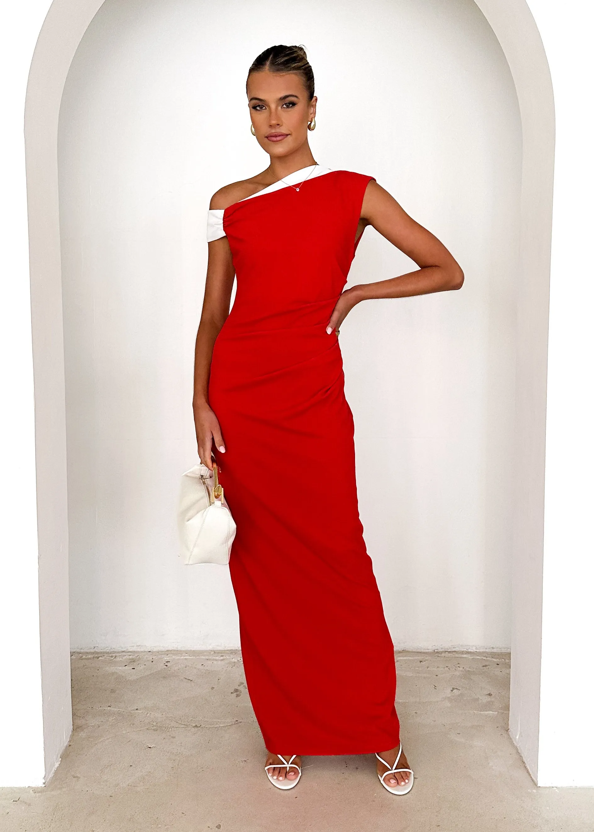 Naida One Shoulder Maxi Dress - Red sold by Gingham & Heels product image thumbnail 3