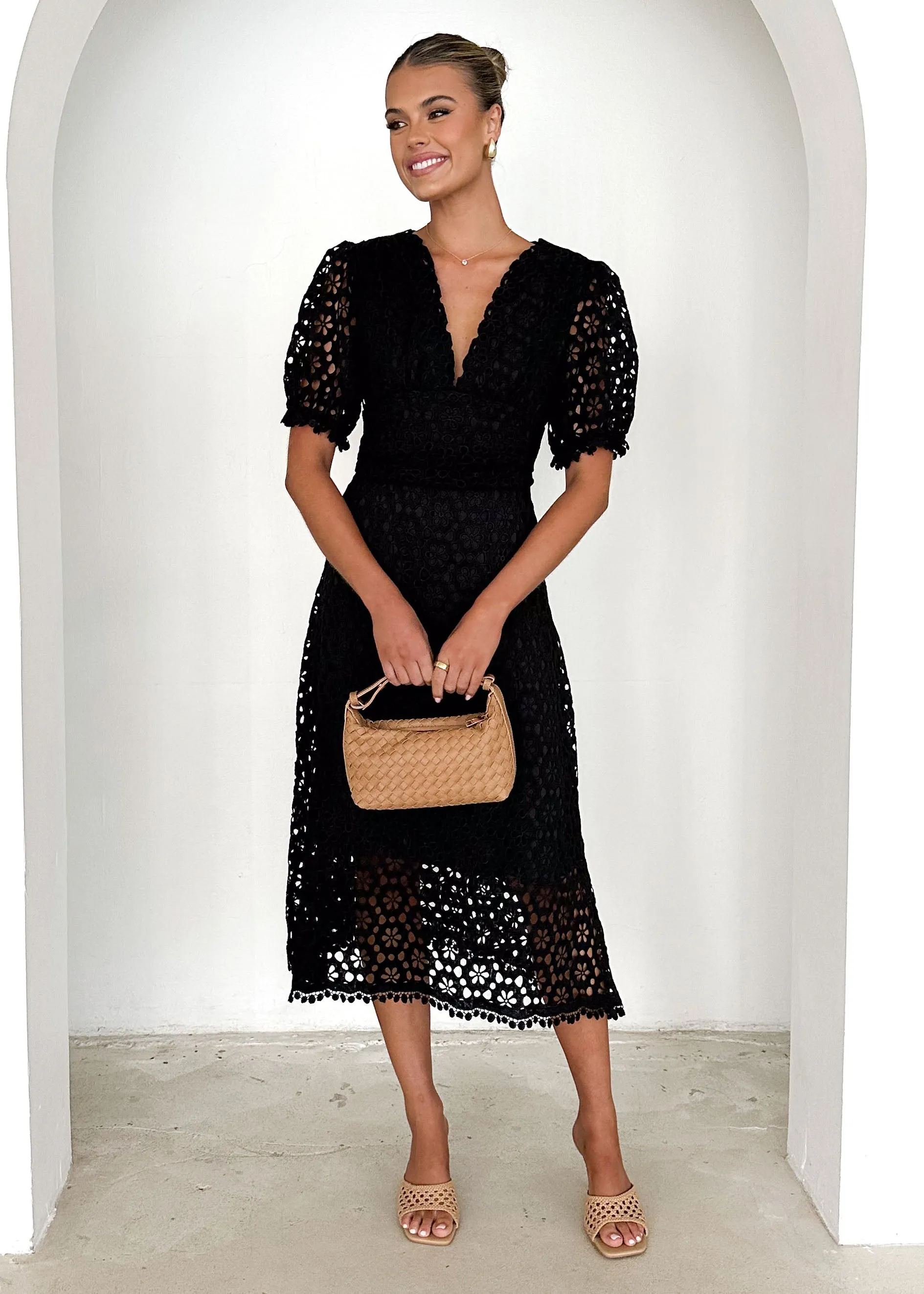 Jahra Lace Midi Dress - Black sold by Gingham & Heels product image thumbnail 3