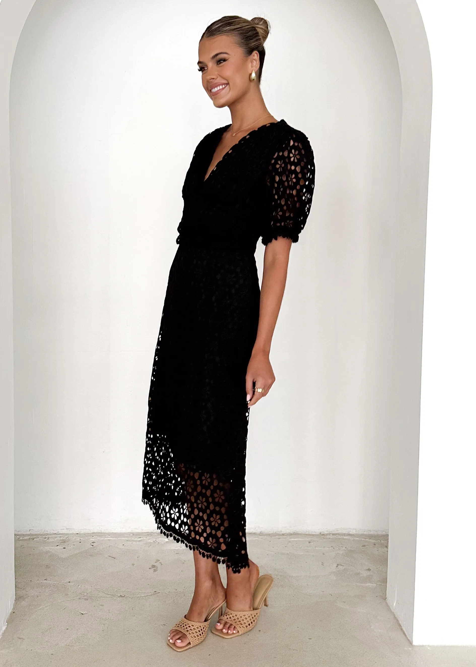 Jahra Lace Midi Dress - Black sold by Gingham & Heels product image thumbnail 4