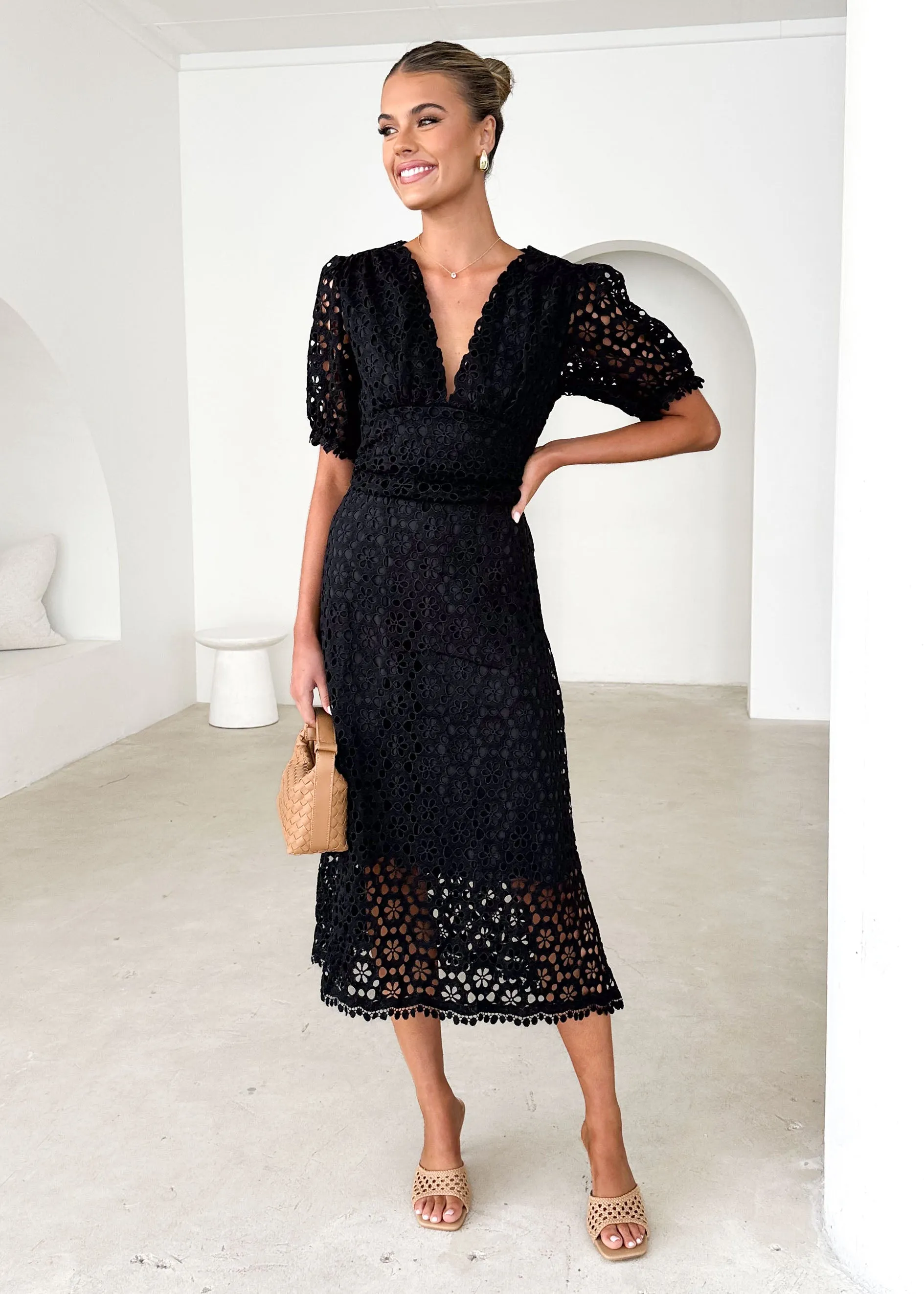 Jahra Lace Midi Dress - Black sold by Gingham & Heels product image thumbnail 2