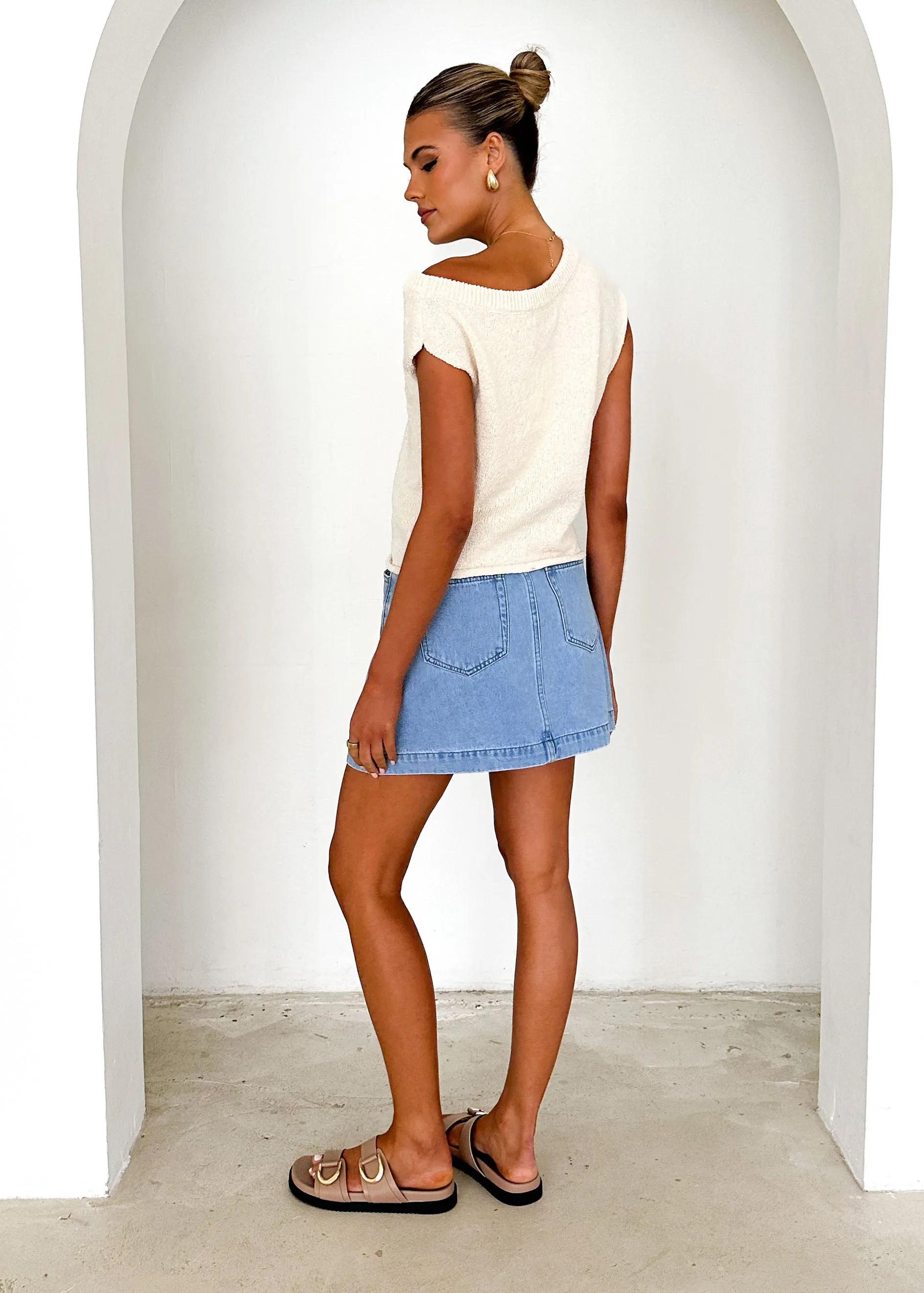 Taissa One Shoulder Knit Top - Cream sold by Gingham & Heels product image thumbnail 5