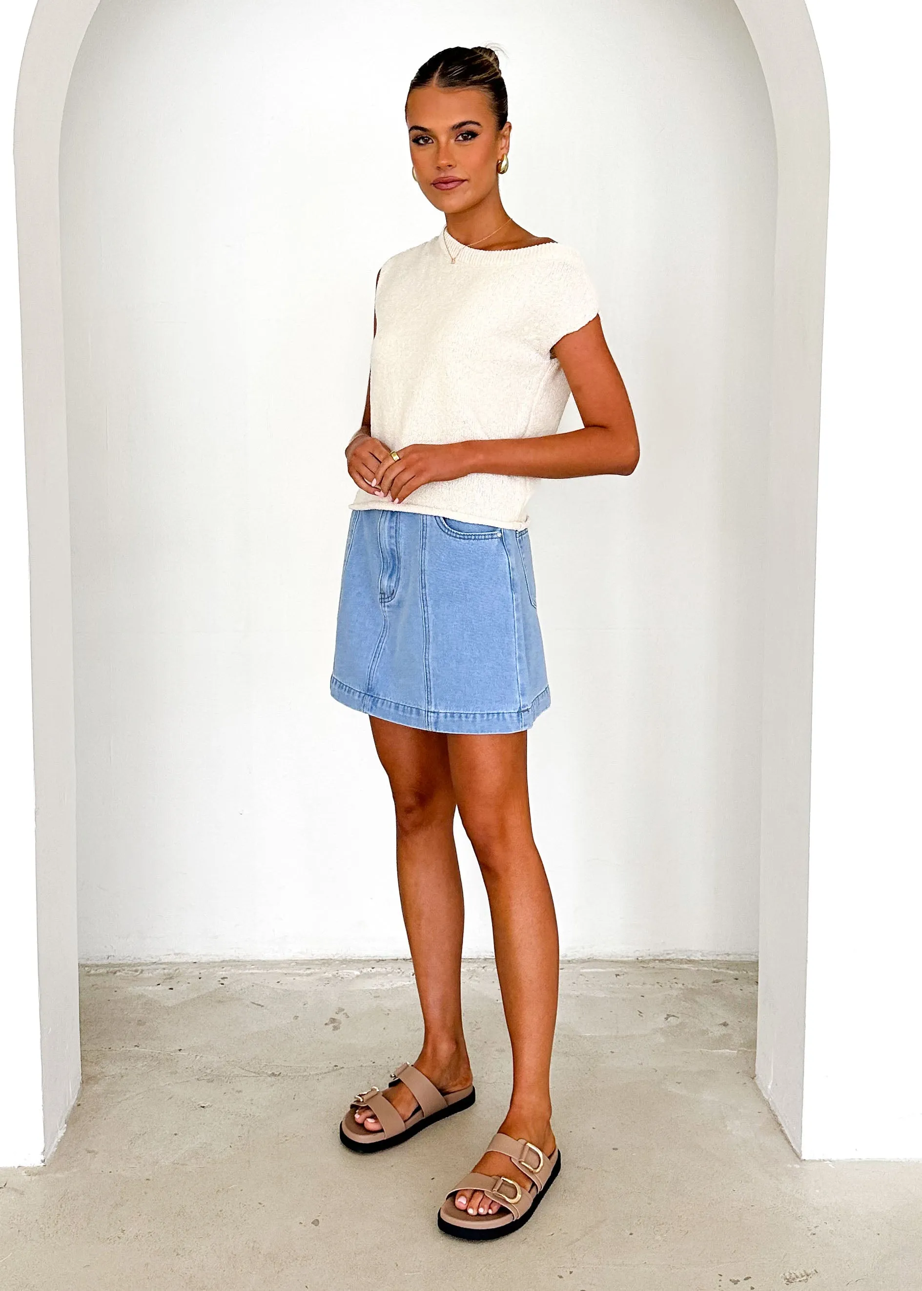 Taissa One Shoulder Knit Top - Cream sold by Gingham & Heels product image thumbnail 4