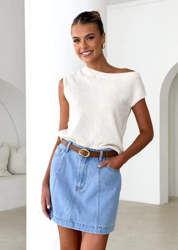 Taissa One Shoulder Knit Top - Cream sold by Gingham & Heels