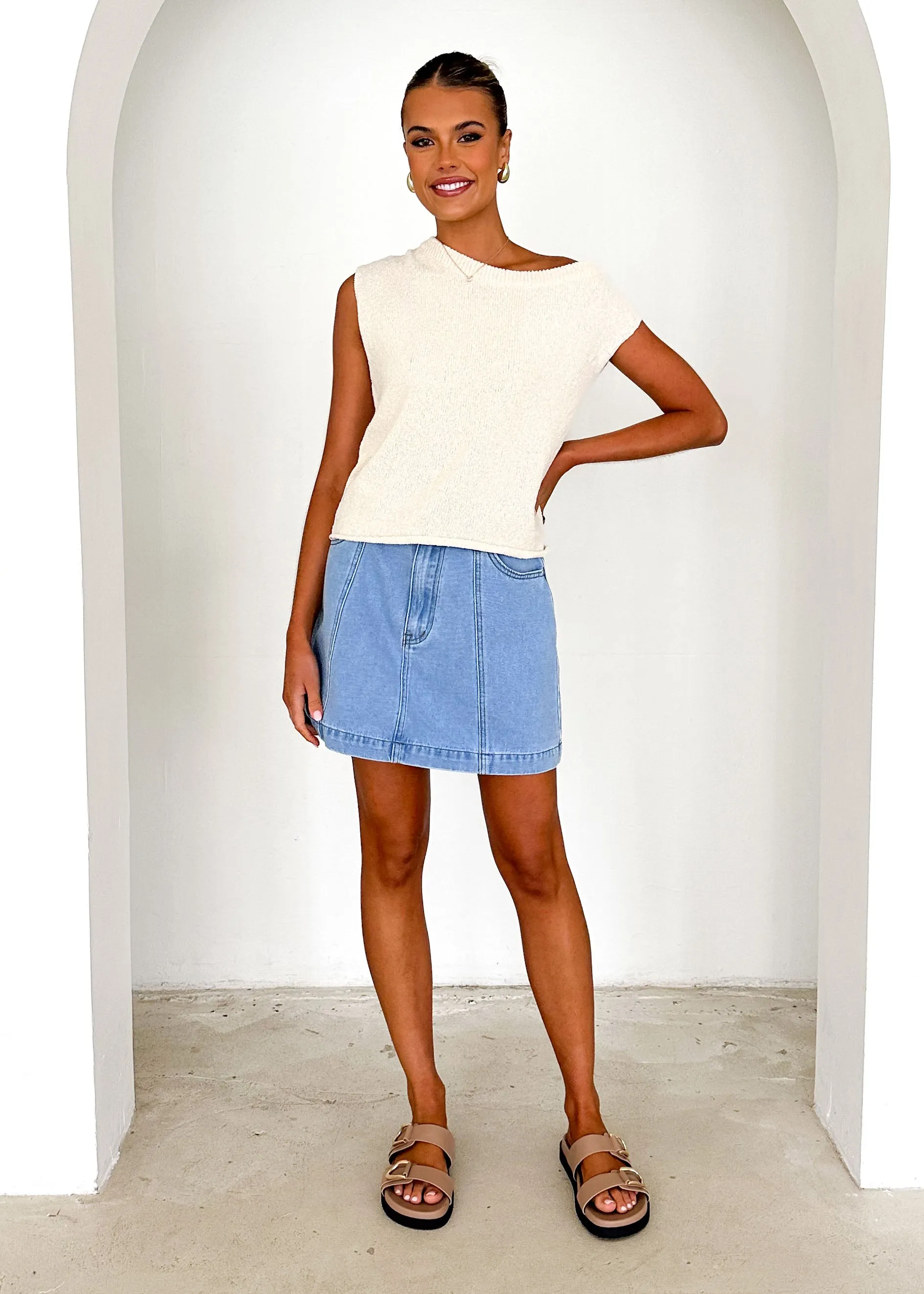 Taissa One Shoulder Knit Top - Cream sold by Gingham & Heels product image thumbnail 3