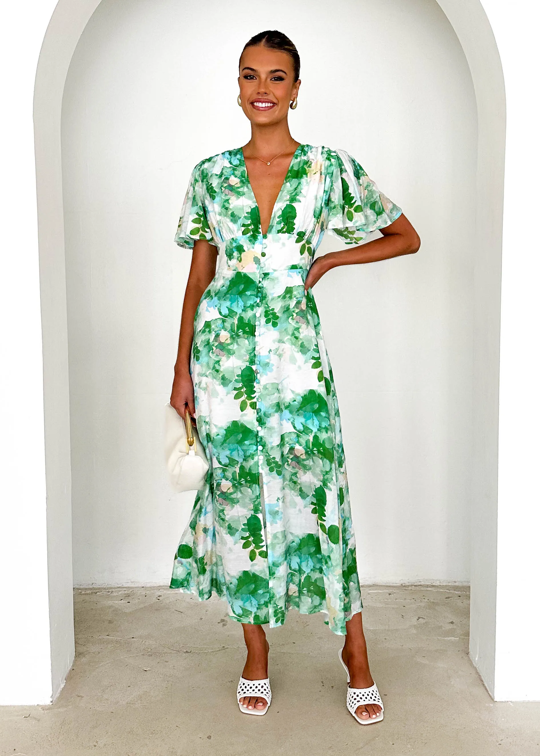 Zazu Maxi Dress - Green Abstract sold by Gingham & Heels product image thumbnail 3