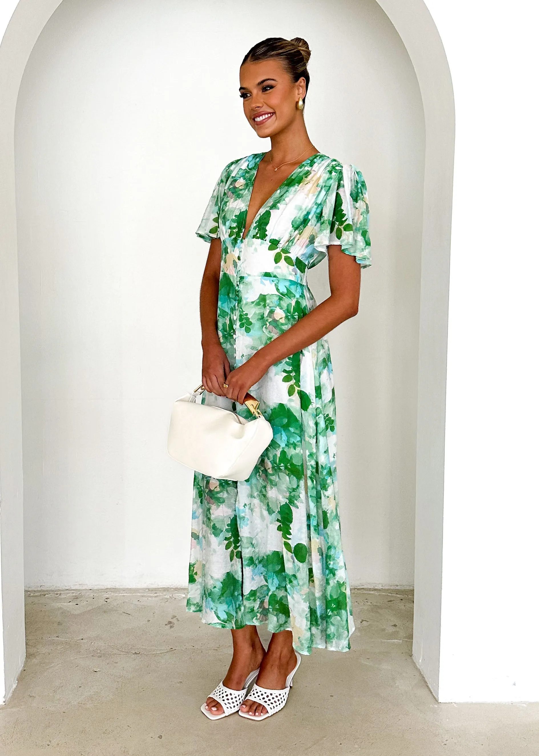 Zazu Maxi Dress - Green Abstract sold by Gingham & Heels product image thumbnail 4