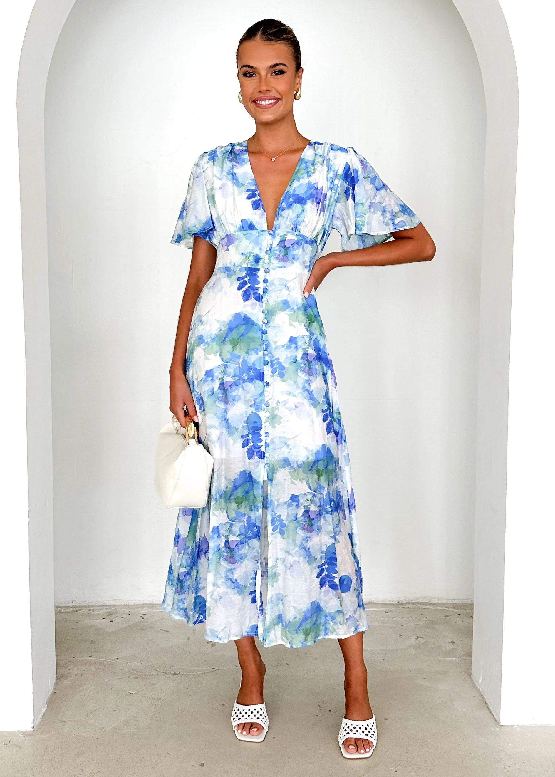 Zazu Maxi Dress - Blue Abstract sold by Gingham & Heels product image thumbnail 3