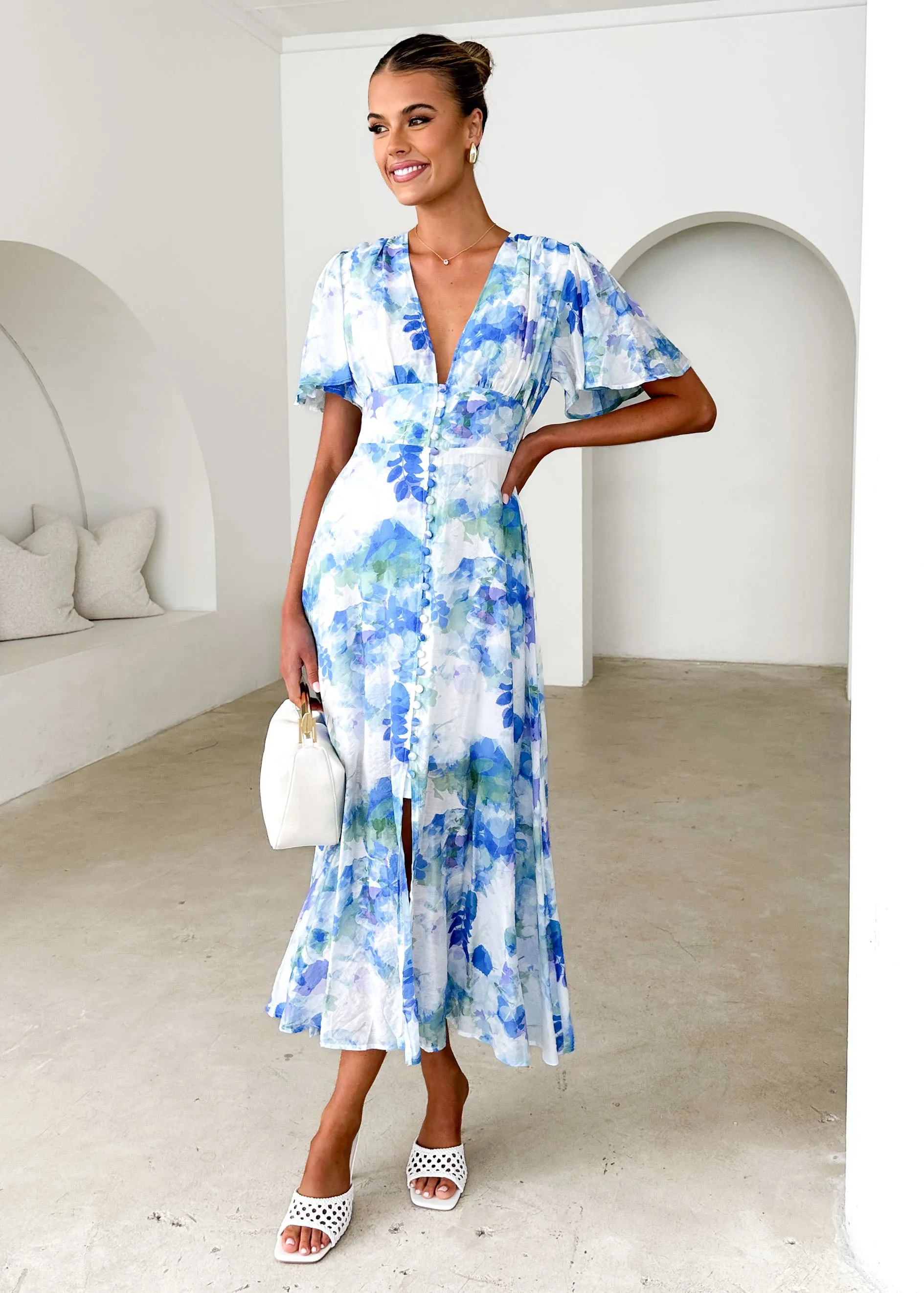 Zazu Maxi Dress - Blue Abstract sold by Gingham & Heels product image thumbnail 2