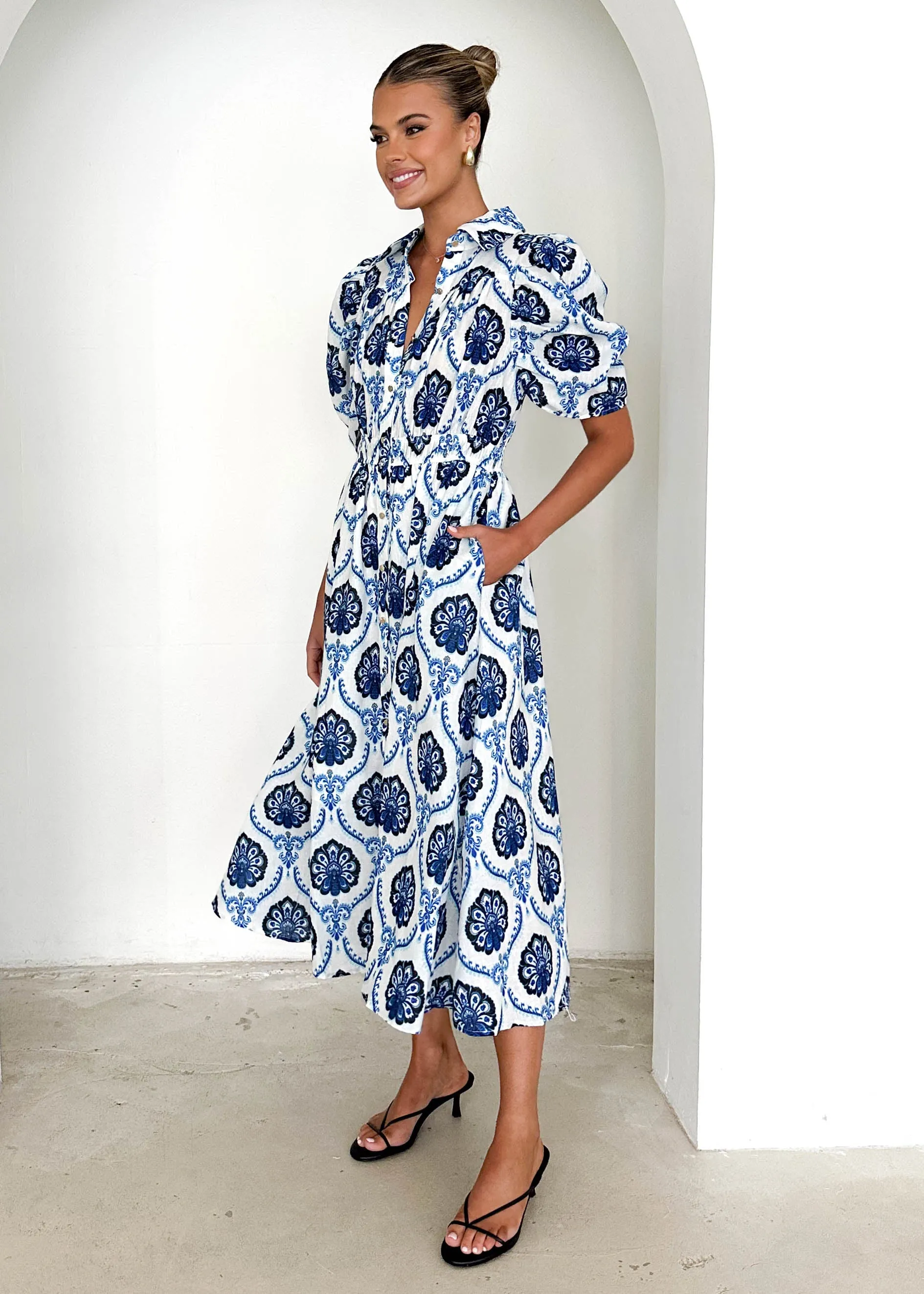 Bolt Maxi Dress - Blue Abstract sold by Gingham & Heels product image thumbnail 4