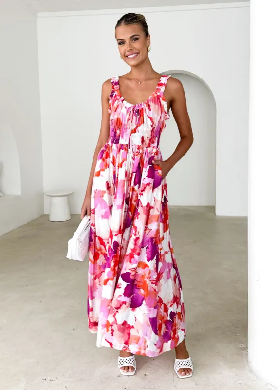 Pearl Maxi Dress - Magenta Floral sold by Gingham & Heels