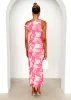 Darbie Mesh Maxi Dress - Pink Floral sold by Gingham & Heels